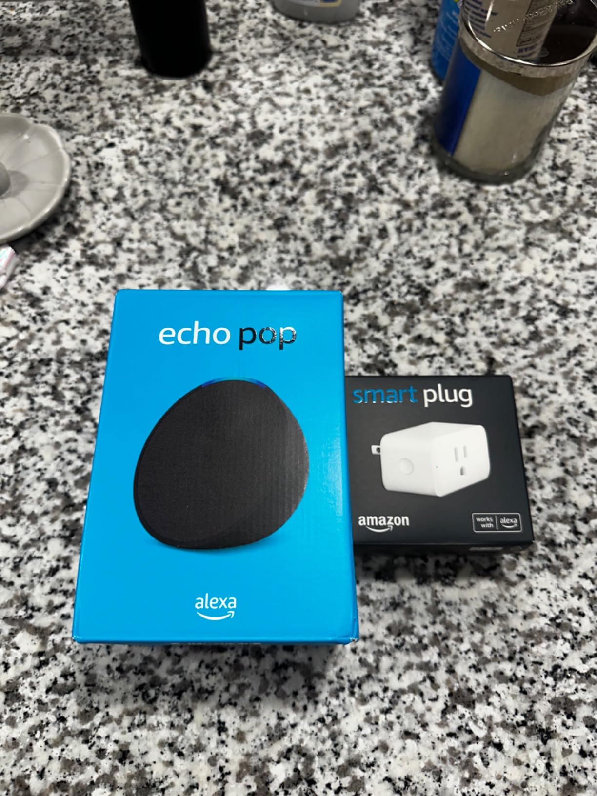 Amazon Echo Pop Charcoal with Amazon Smart Plug, with Alexa+ Early Access Customer Review Amazon Echo Pop Charcoal with Amazon Smart Plug, with Alexa+ Early Access - Customer Photo 1