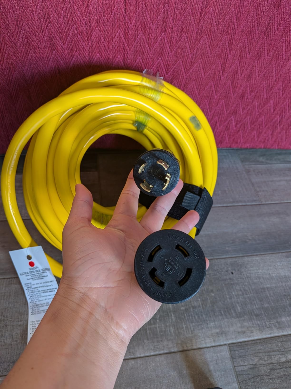 PlugSaf 50FT 30 Amp Generator Extension Cord 4 Prong, NEMA L14-30P/L14-30R 10 Gauge STW 125/250V Twist Lock Generator Cord Heavy Duty, Yellow ETL Listed - Customer Photo 1