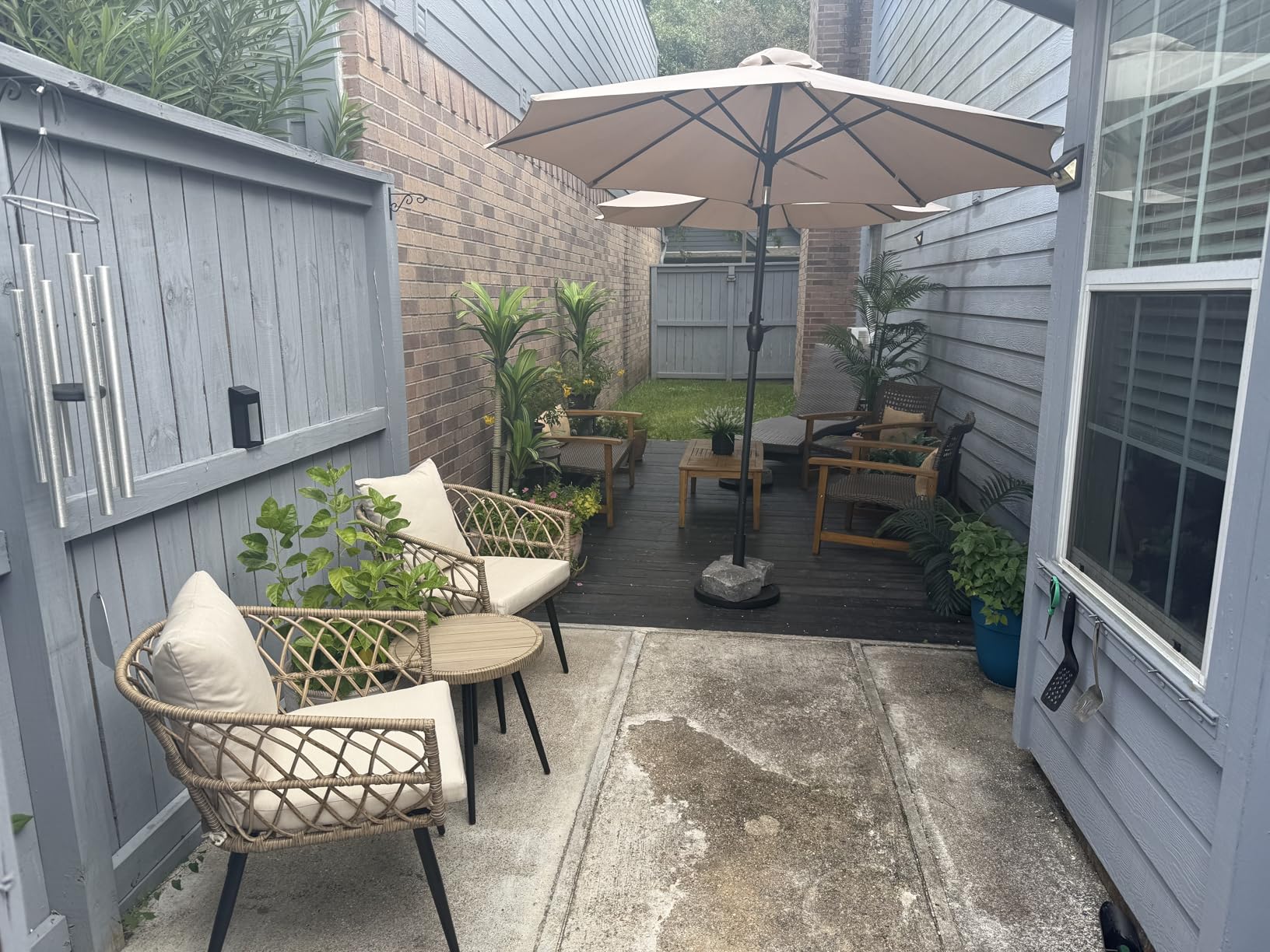 IDZO Natural 3-Piece Patio Bistro Sets with Foldable 400lbs Weight Chairs, a 220lbs Shelf Table, Made from FSC-Certified Acacia Wood, Featuring Washable Cushions and an Ergonomic Design - Customer Photo 3