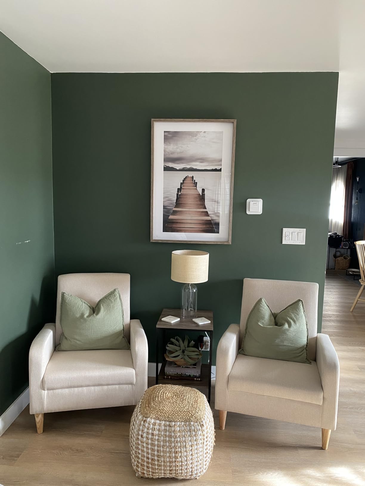 COLAMY Mid-Century Modern Upholstered Accent Chair with Back Pillow & Solid Wood Legs, Fabric Cozy Armchair for Living Room, Bedroom, Reading Nook, Apartment & Small Spaces, Beige - Customer Photo 1