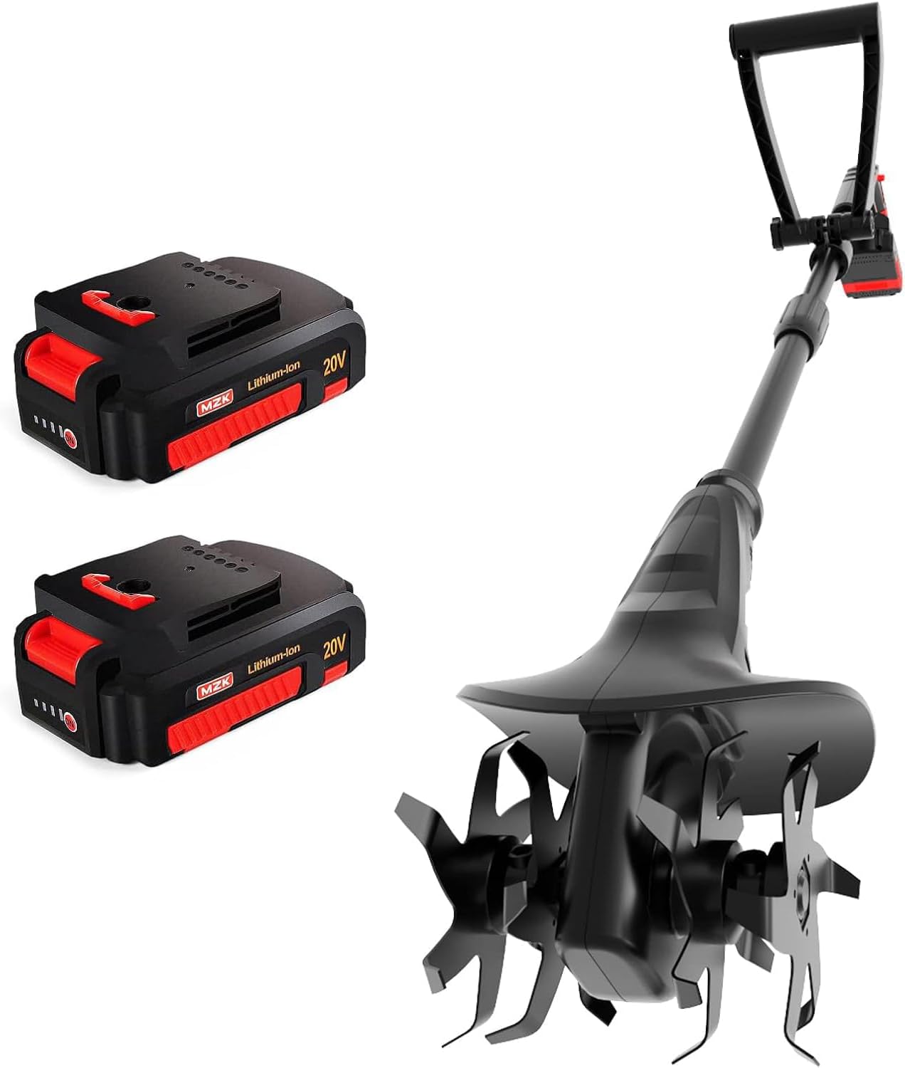 MZK 20V Cordless Tiller Cultivator with Steel Tines,8-inch Wide Battery Powered Garden Cultivator, 360RPM Electric Tiller for Lawn/Gardening/Soil Cultivation(2 * 2AH Battery&Charger Included),TC08D01 - Customer Photo 1