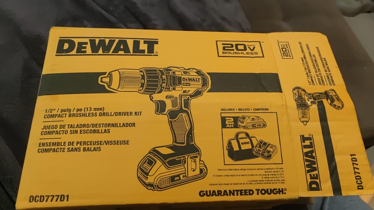 DEWALT 20V MAX Cordless Drill Driver Set, Electric Drill, Brushless 1/2 In 2 Speed, 2.0 Ah Battery and Charger Included, LED Light (DCD777D1) - Customer Photo 1