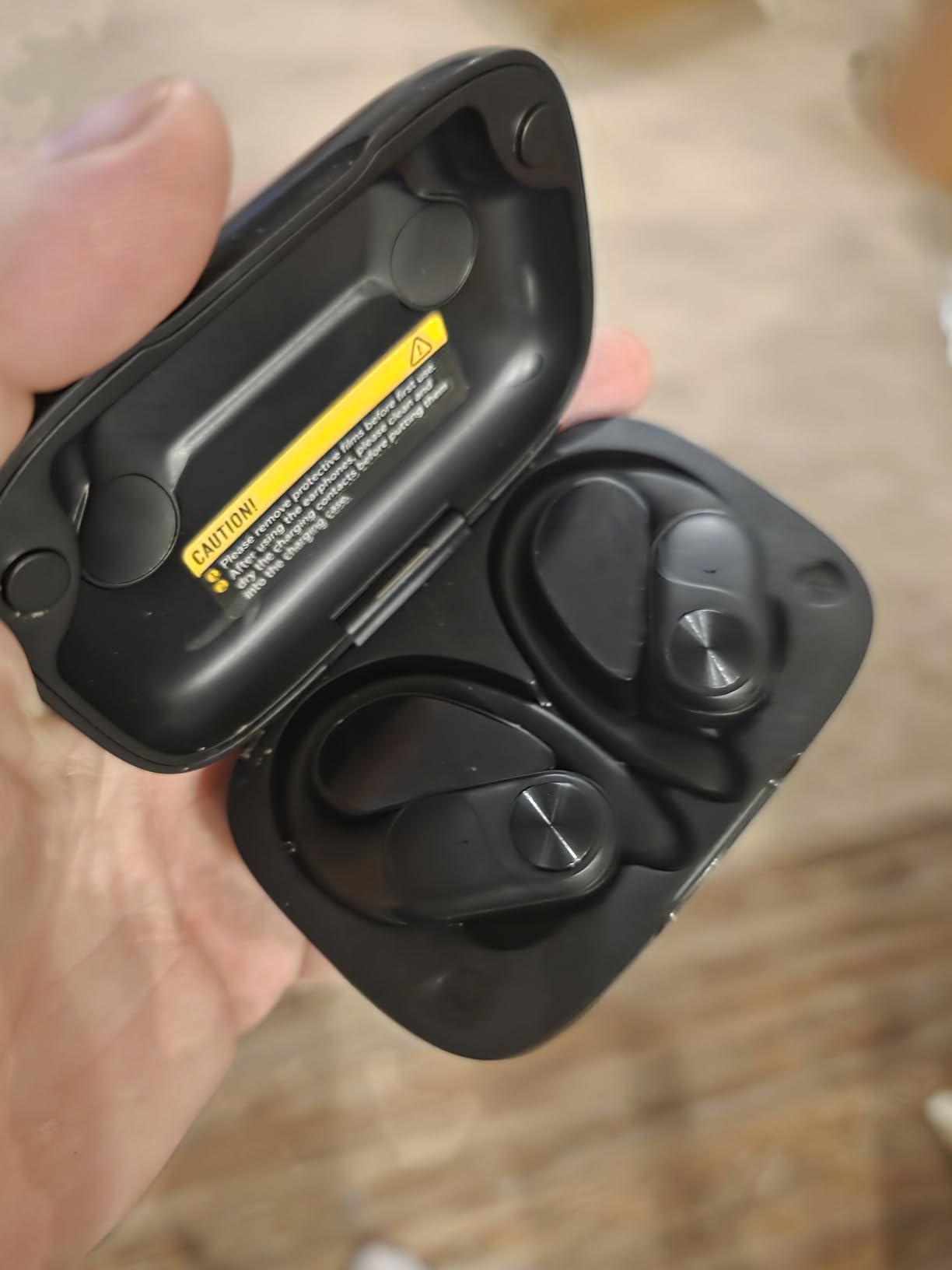 PocBuds Bluetooth Headphones Wireless Earbuds 80hrs Playtime Wireless Charging Case Digital Display Sports Ear Buds with Earhook Deep Bass IPX7 Waterproof Over-Ear Earphones for TV Phone Laptop Black - Customer Photo 1