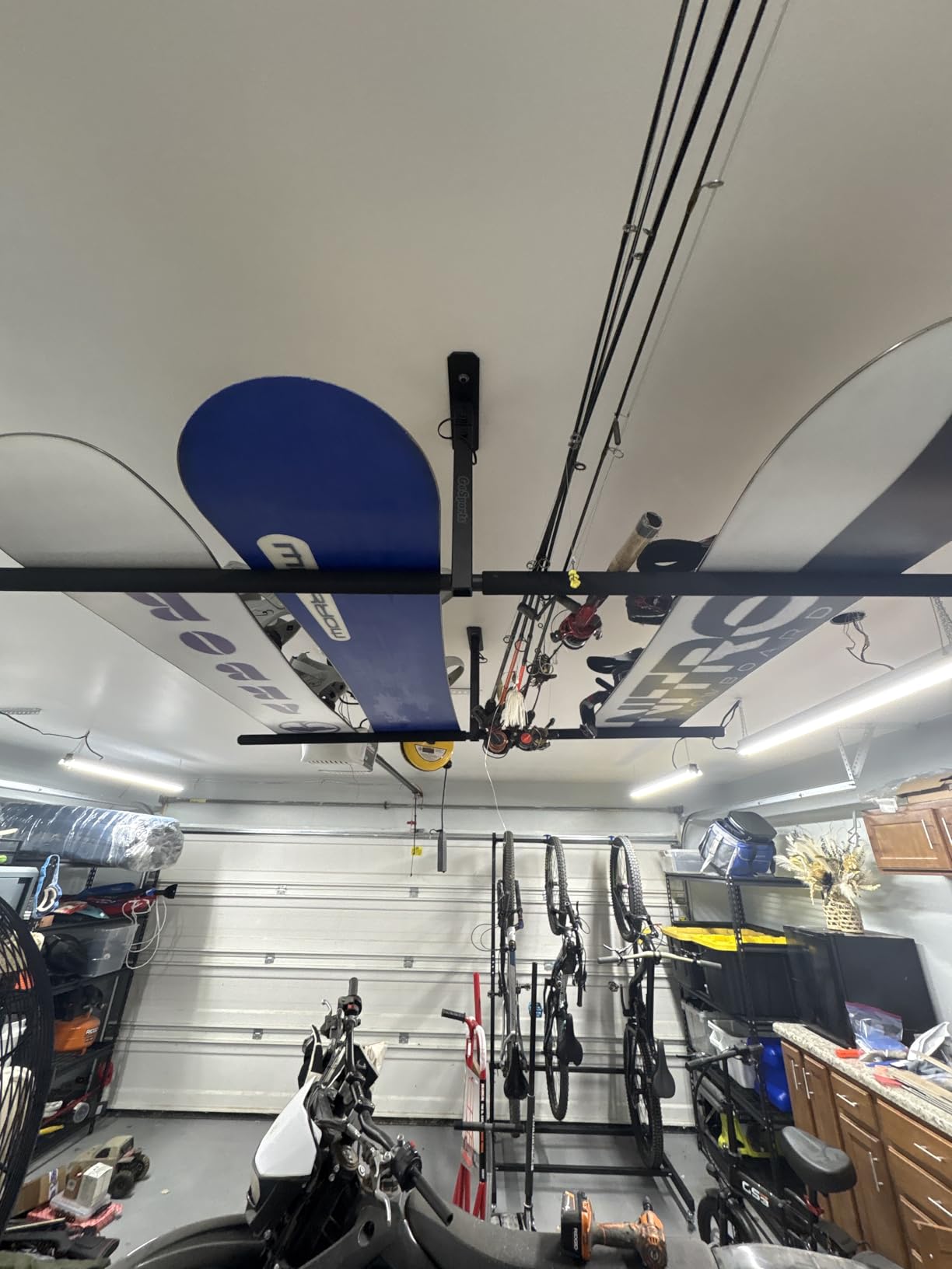 GoSports Kayak Rack for Garage Ceiling Mount - Adjustable Storage Hangers for 2 Kayaks, SUPs, or Surfboards - Customer Photo 2