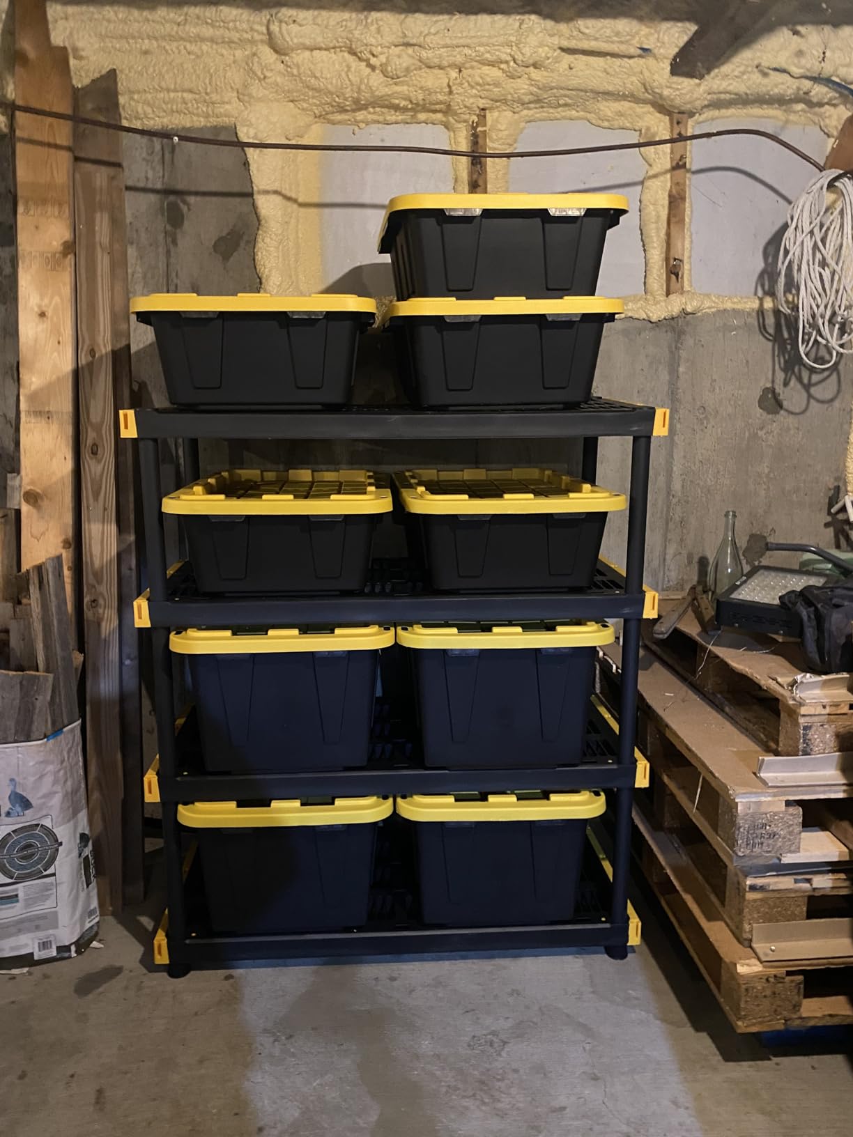 CX Black & Yellow 27-Gallon Heavy Duty Storage Bins with Lids, Stackable Plastic Storage Bins with Weather-Resistant Design, Home Organization, 4 Pack (14.3