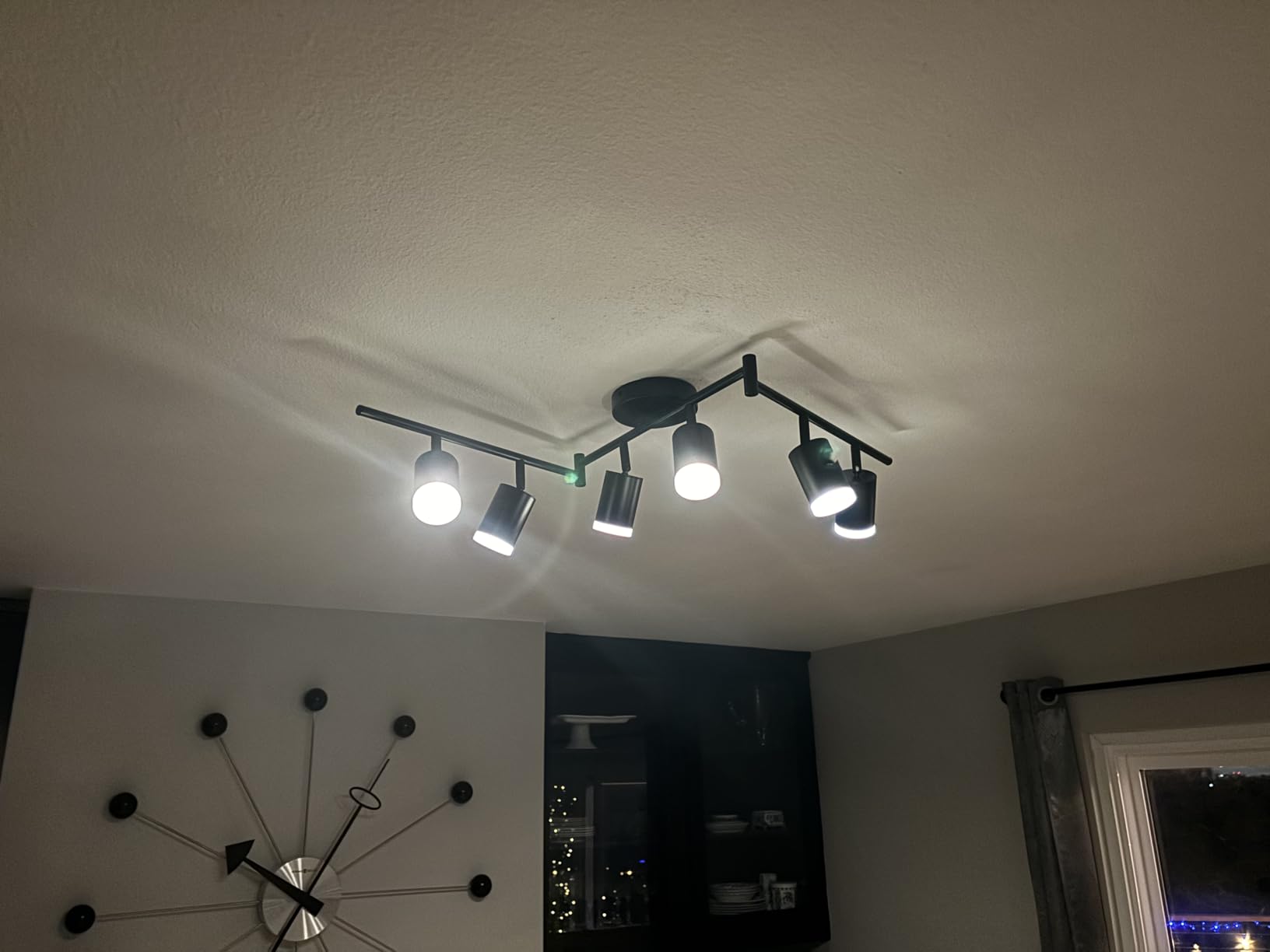 Bojim 6 Light Black Track Lighting Kit, Modern LED Track Lighting Fixtures Ceiling, Flexibly Rotatable LED Light Head with Acrylic Ring, Kitchen Ceiling Track Light (GU10, Bulbs Not Included) - Customer Photo 1