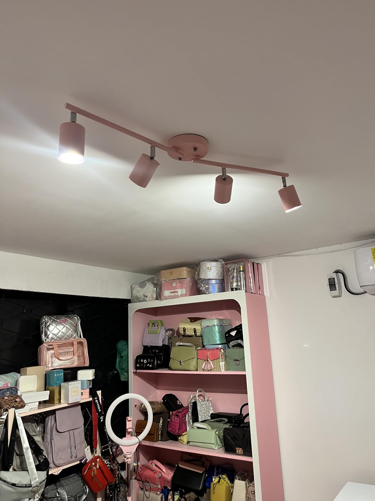 BoostArea LED 4 Light Track Lighting Kit, Black 4 Way Ceiling Spot Lighting, Flexibly Rotatable Light Head for Kitchen, Living Room, Bedroom, Bulb Not Included - Customer Photo 1