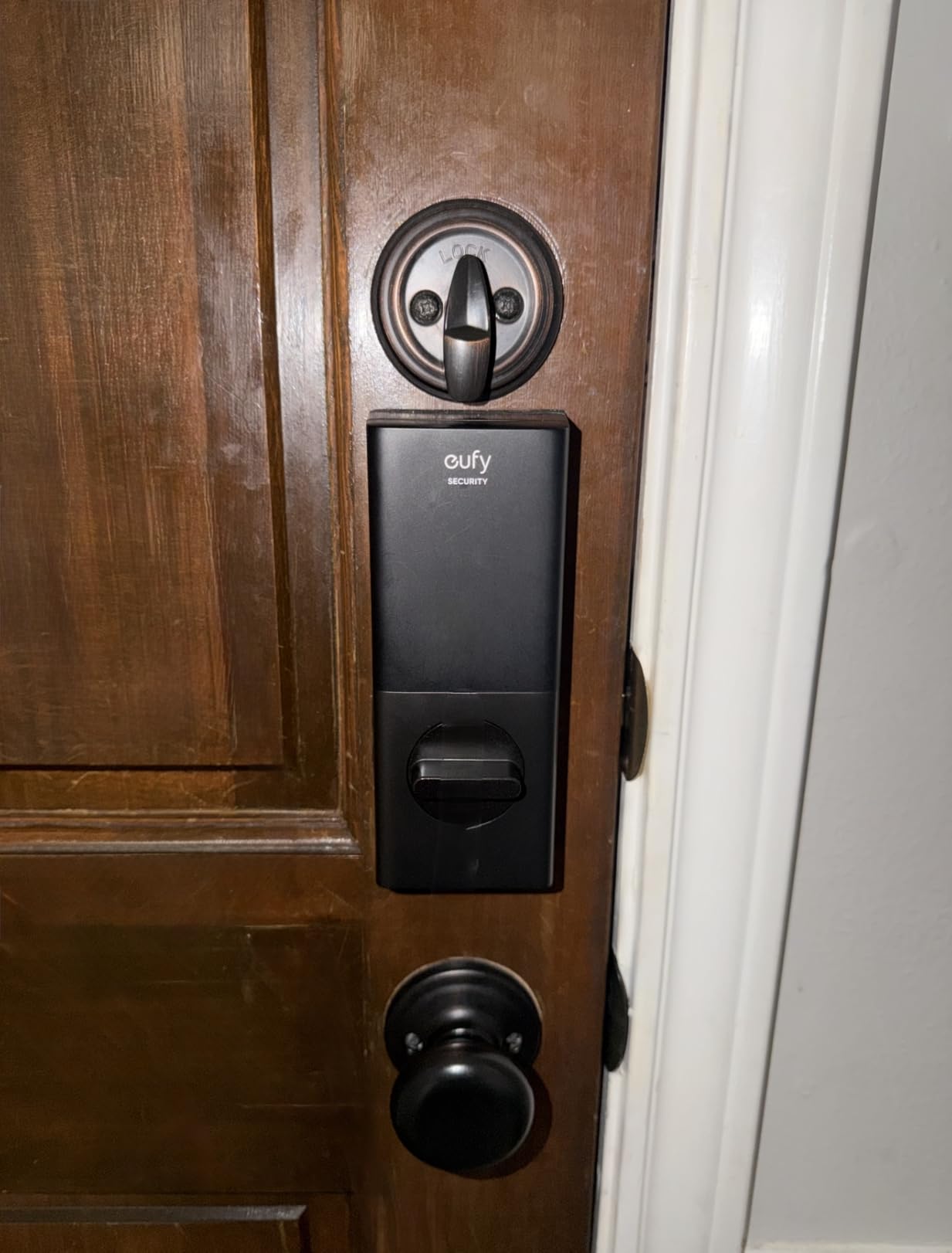 eufy Security Smart Lock C220, Fingerprint Keyless Entry Door Lock, Built-in Wi-Fi, App Remote Control, Front Door Smart Lock Deadbolt, 8Months Battery, Reliable Power, IP53 Waterproof, BHMA Grade 3 - Customer Photo 1