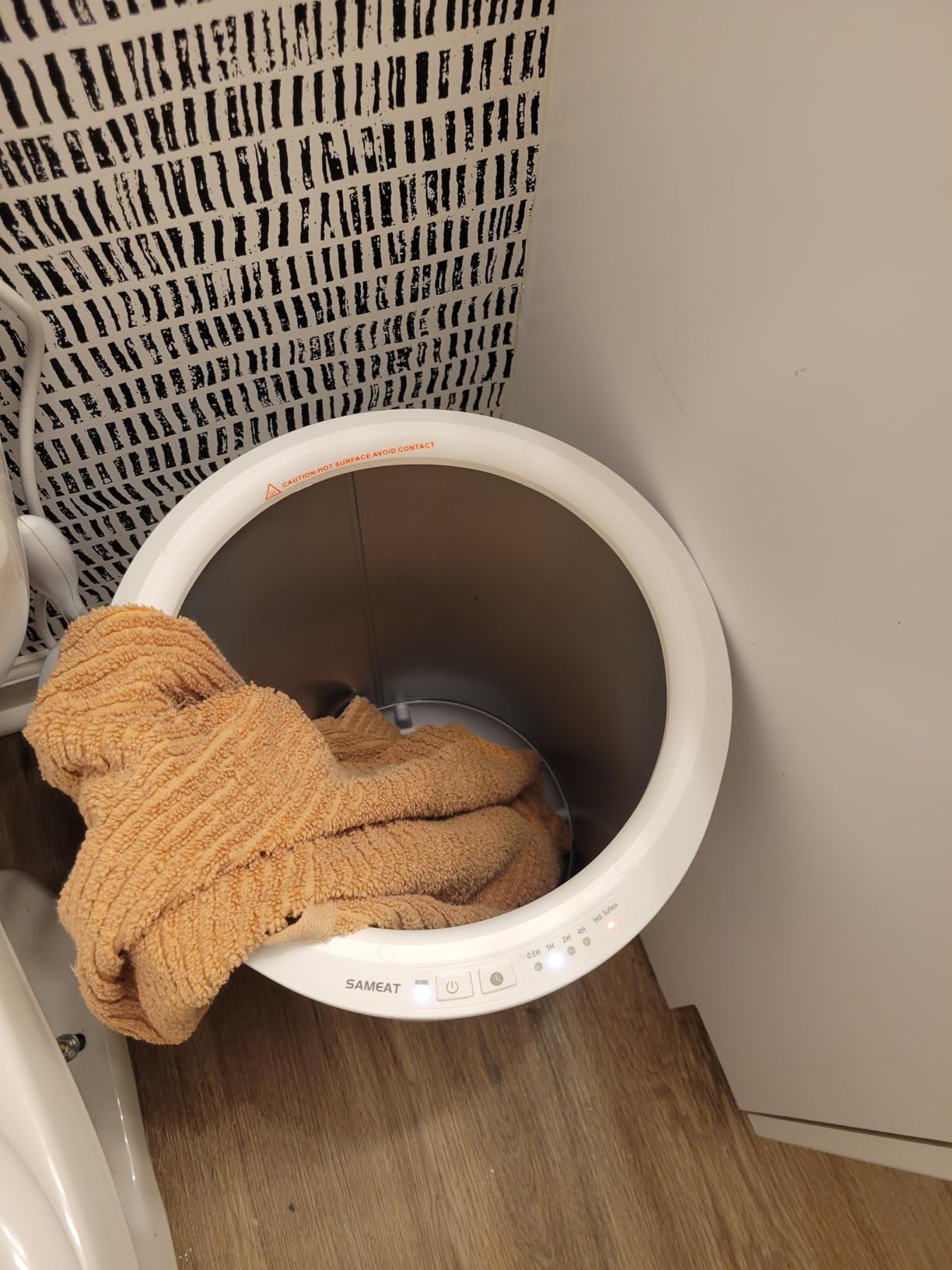 SAMEAT Heated Towel Warmers for Bathroom - Large Towel Warmer Bucket, Wood Handle, Auto Shut Off, Fits Up to Two 40 SAMEAT Heated Towel Warmers for Bathroom - Large Towel Warmer Bucket, Wood Handle, Auto Shut Off, Fits Up to Two 40