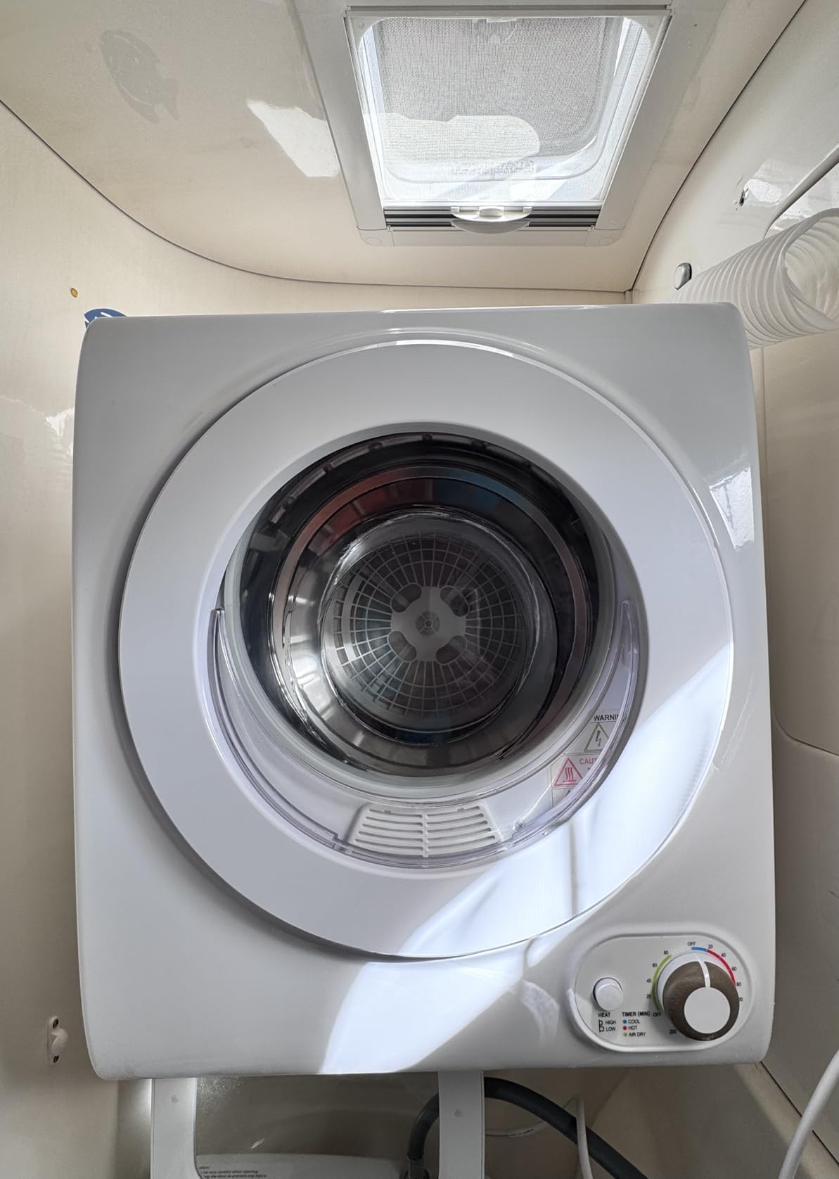 Euhomy Portable Dryer 1.5 cu. ft., 850W Powerful Clothes Dryer with Stainless Steel Drum and Exhaust Hose, Dryer Ideal for Apartments, RVs, Dorm Rooms, White customer photo 1