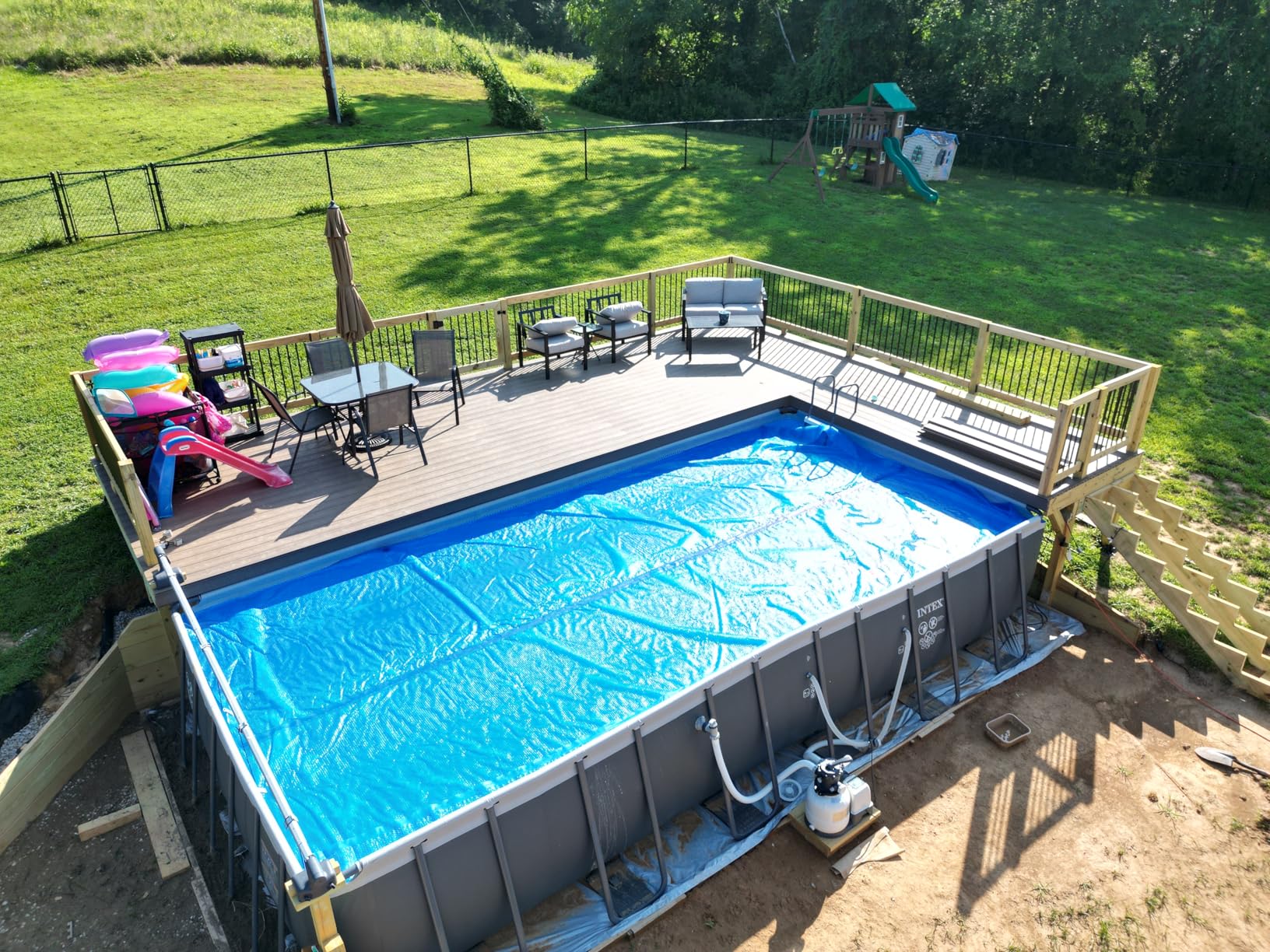 In The Swim 16' x 32' Premium Blue Rectangle Solar Pool Cover 12 Mil for Solar Heating Above Ground Pools and Inground Pools - Customer Photo 3