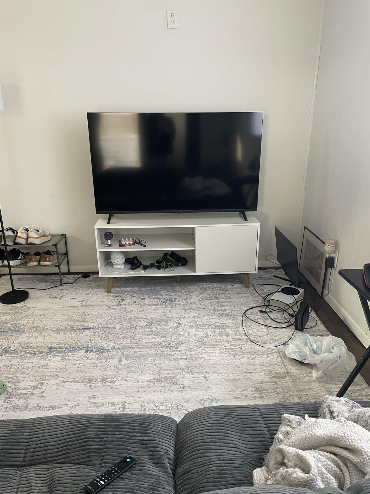 WLIVE TV Stand for 55 Inch TVs, Entertainment Center with Storage Cabinet, Mid-Century TV Stands for Living Room and Bedroom, 50