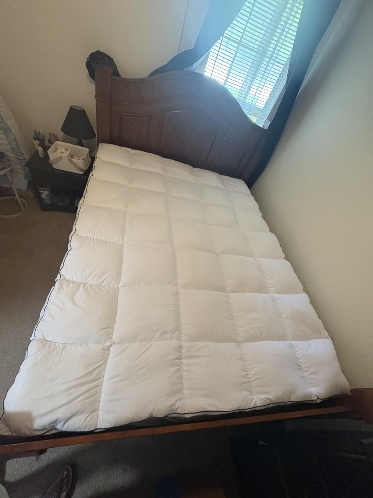 MASVIS King Size Dual Layer 4 Inch Memory Foam Mattress Topper, 2 Inch Gel Memory Foam and 2 Inch Cooling Pillow Top Mattress Pad Cover for Back Pain, Medium Support - Customer Photo 2