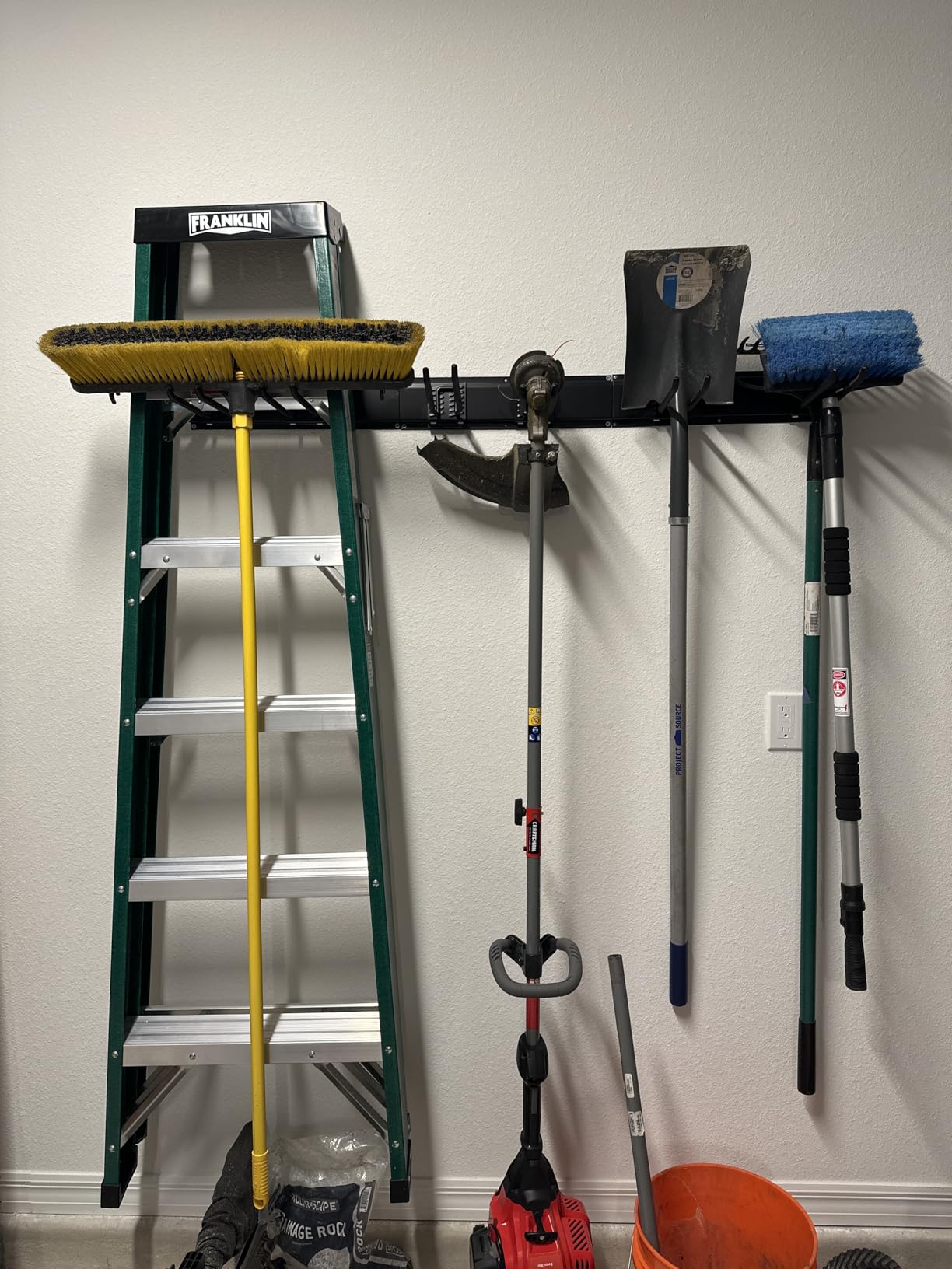 TIDYME Garage Tool Organizer Wall Mount - 48 inches - Sturdy Storage Rack with Adjustable Hooks, Anti-Rust - Easy Installation, 300lbs Capacity - Garden Tool Organizer (03 Racks & 06 Hooks) - Customer Photo 1