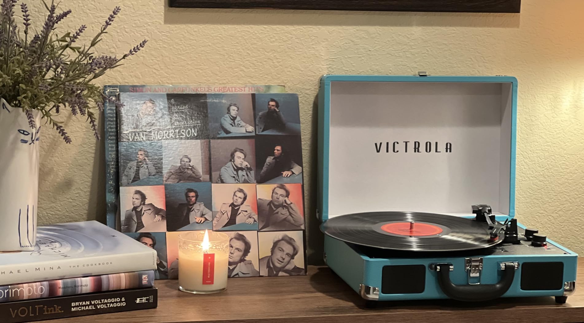 Victrola Journey Bluetooth Portable Suitcase Record Player – with Built-in Speakers, 3 Speed Vinyl Record Player, RCA Out, Headphone Jack (Smoky Blue) - Customer Photo 1