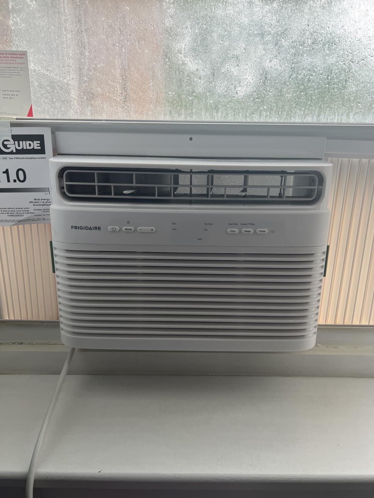 Frigidaire 5,000 BTU Window Air Conditioner with Remote Control, Cools Up to 150 Sq. Ft., Quiet Operation, Eco Mode, 3 Fan Speeds, Auto Restart, White Customer Review Frigidaire 5,000 BTU Window Air Conditioner with Remote Control, Cools Up to 150 Sq. Ft., Quiet Operation, Eco Mode, 3 Fan Speeds, Auto Restart, White - Customer Photo 1