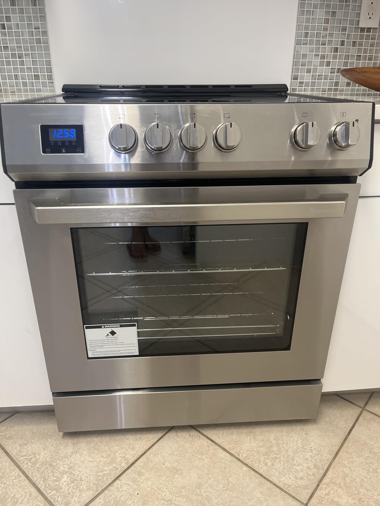 Rangaire RRE303TS Electric Range Oven with Timer and AirFry Infrared Stove Burners, True Convection, Easy Reach Racks, 30
