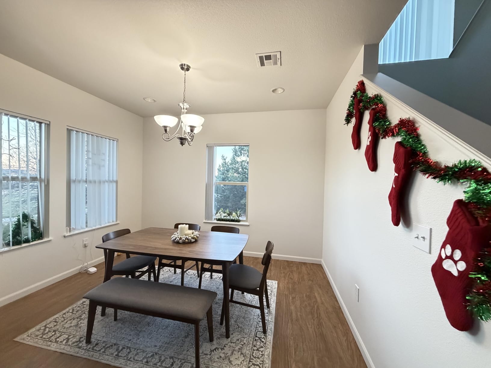 Best Choice Products 6-Piece Wooden Dining Set, Mid-Century Modern Table & Upholstered Chair Set w/Bench Seat, Rubberwood Legs - Walnut/Cream - Customer Photo 1