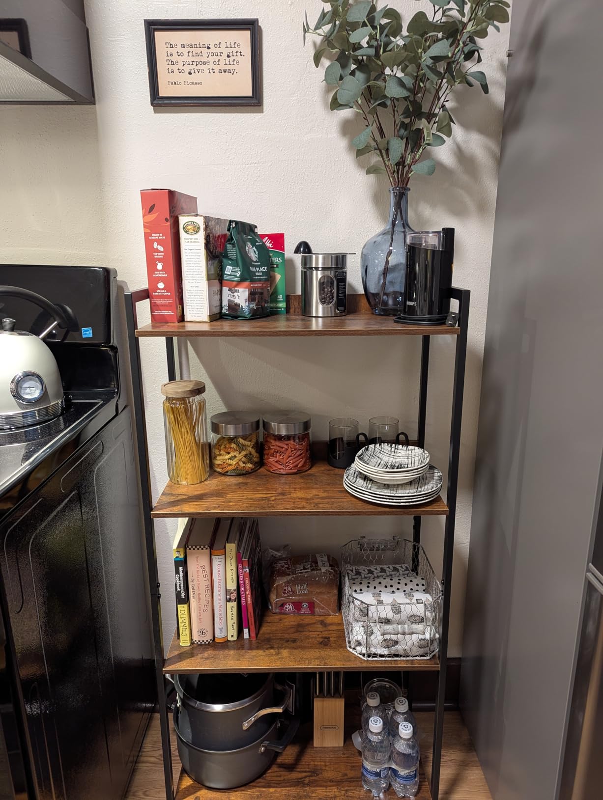 NUMENN Bookshelf, 5 Tier Bookshelves, Home Office Bookcase Shelf Storage Organizer, Free Standing Storage Shelving Unit for Bedroom, Living Room and Home Office, Vintage - Customer Photo 2