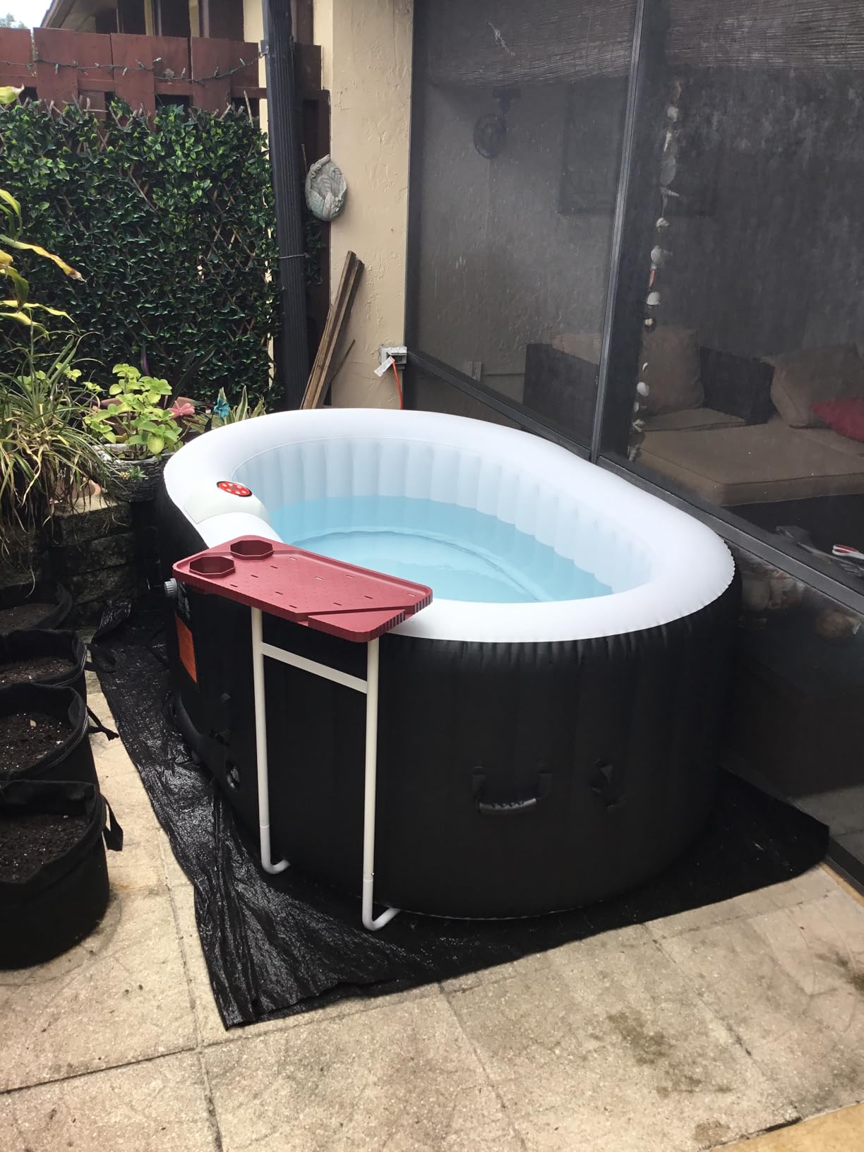 Edostory Hot Tub Inflatable Portable Oval Spa 2 Person Hot Tub with 90 Bubble Jets, Cover, Filter Cartridges, Pump, Black - Customer Photo 1