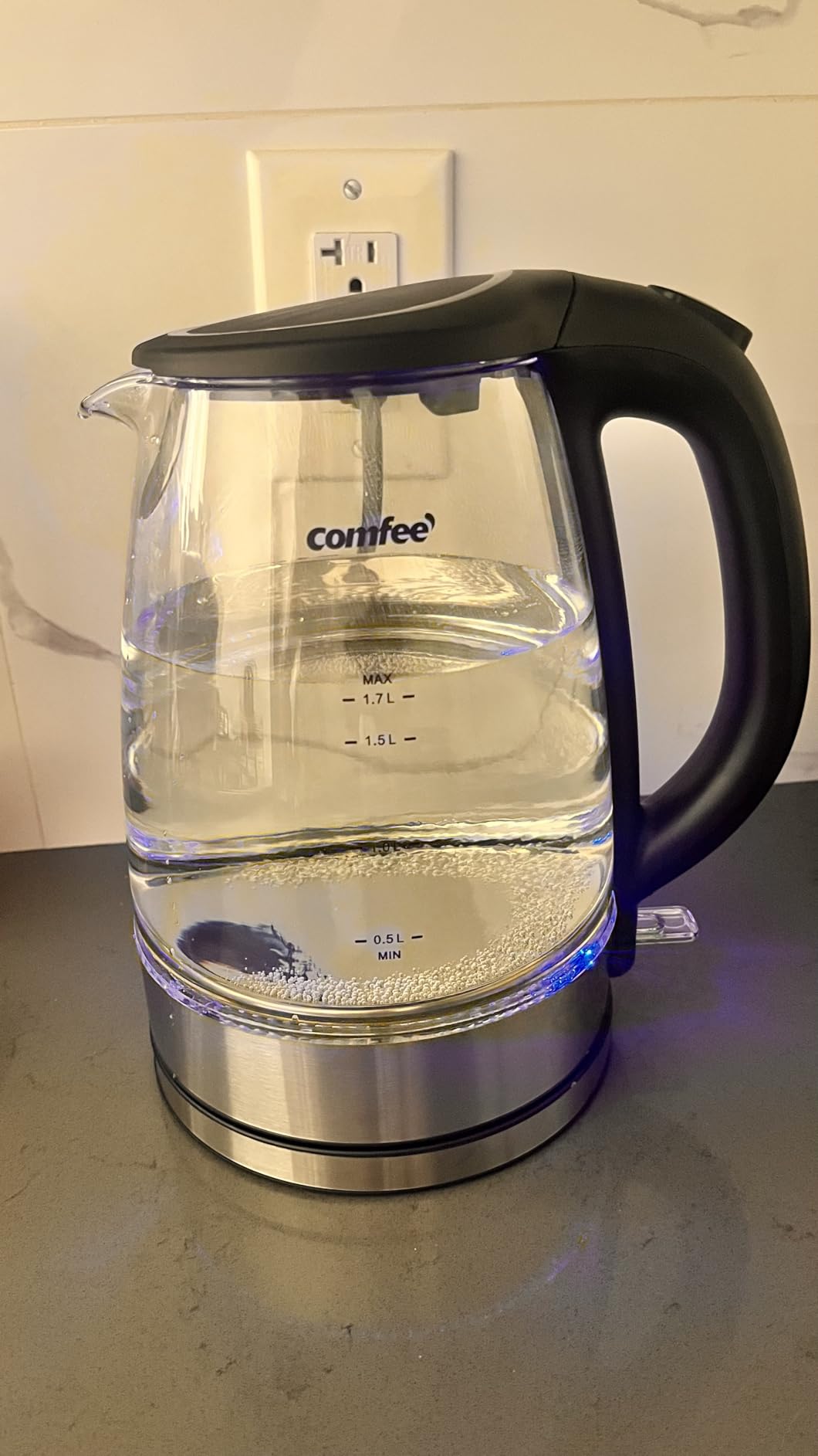 COMFEE' 1.7L Glass Tea Kettle and Kettle Water Boiler - Electric Kettle Temperature Control with 6 Presets, 2-Hr Keep Warm, Fast Heating, 304 Stainless Steel, Auto-Off and Boil-Dry Protection - Customer Photo 2