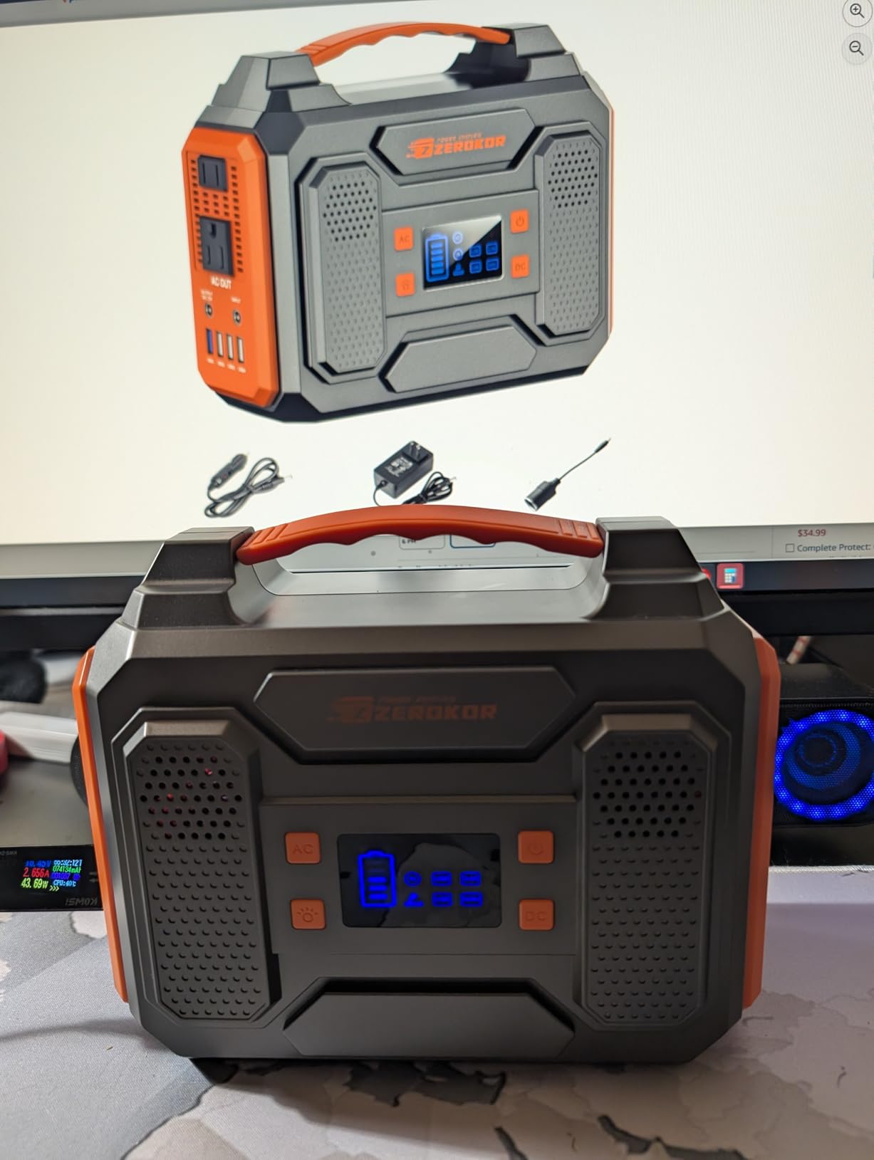 Portable Solar Generator, 300W Portable Power Station with Foldable 60W Solar Panel,110V Pure Sine Wave 280Wh Battery Power Pack with USB DC AC Outlet for Camping Smart Devices RV Van Outdoor-Orange - Customer Photo 2