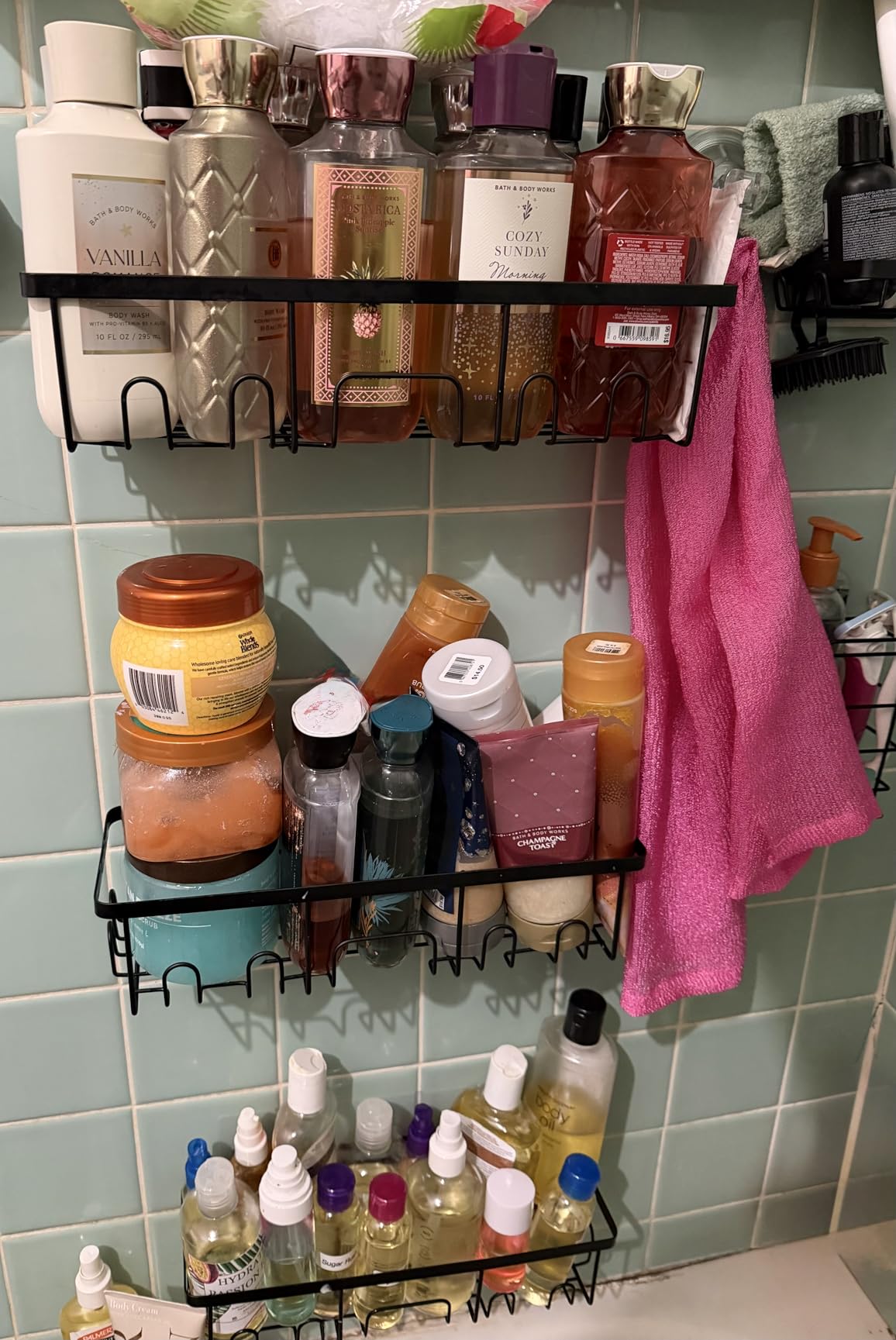 Veken Shower Caddy 6-Pack, Advanced Rustproof Design, No Drilling Adhesive Shelves, Rack with Soap Holder, Large Capacity Bathroom Organizers and Storage, Wall-Mounted Kitchen & Home Decor - Customer Photo 1