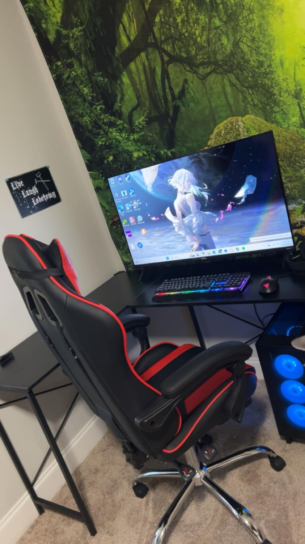 Sweetcrispy L Shaped Desk - Computer Desk Corner Desks Gaming Desk PC Table with CPU Stand Side Bag for Home Office Dorm Sturdy Writing Workstation, Black, 50-Inch - Customer Photo 1