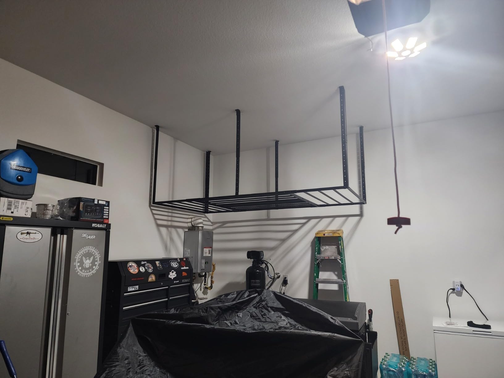 StoreYourBoard 4 x 8 Overhead Garage Storage Rack, Ceiling Shelf Overhead Organization, Heavy Duty Steel Platform Holds 700 lbs, 96 in. x 48 in. x 40 in. - Customer Photo 1