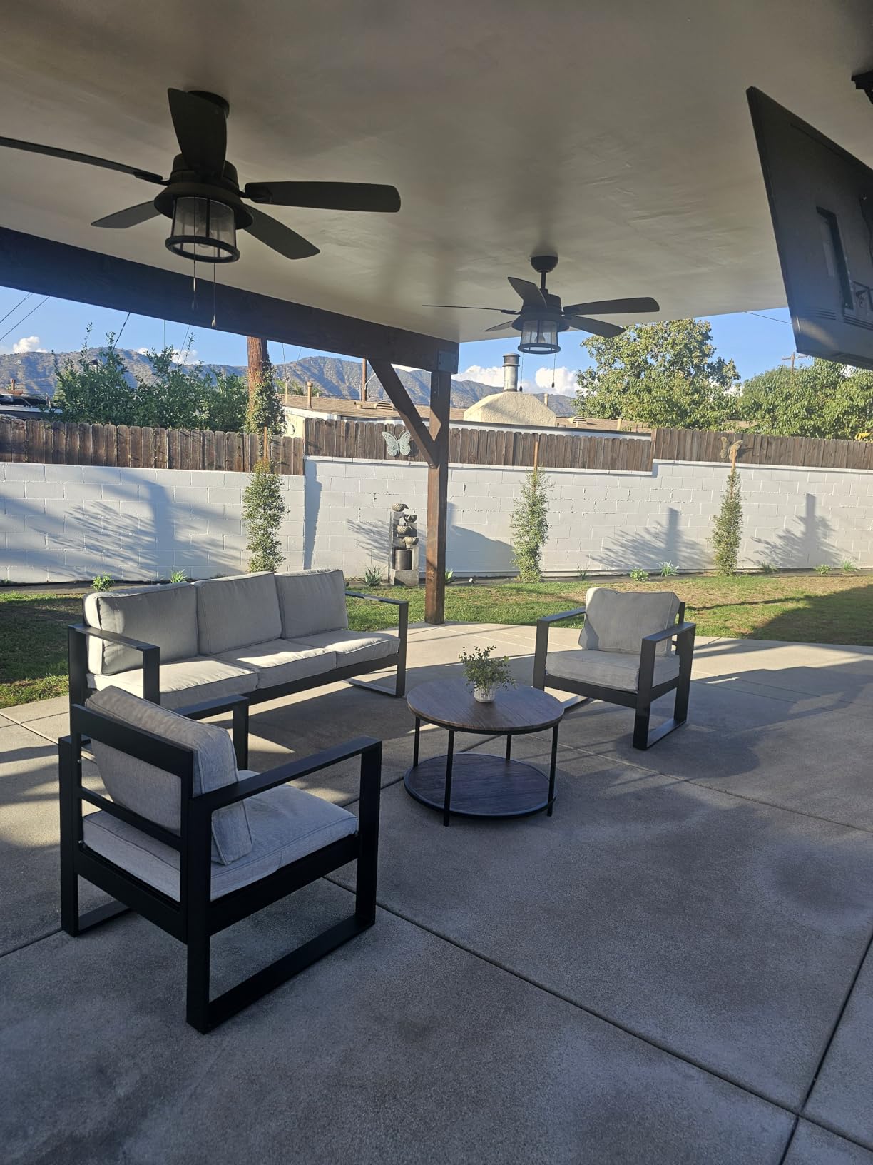5 Piece Modern Aluminum Patio Furniture Set, Outdoor Patio Sectional Conversation Metal Seating Sets with Olefin Cushion and Coffee Table - Customer Photo 1