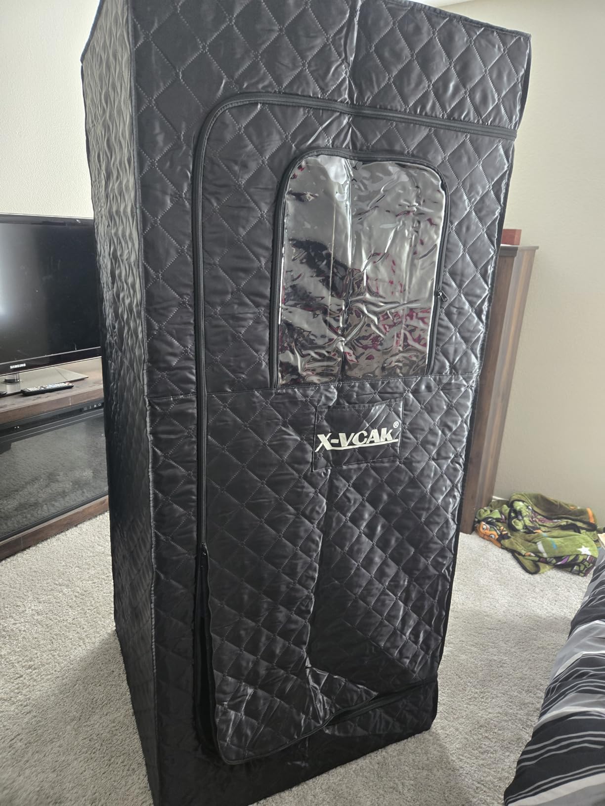 X-Vcak Upgraded Portable Sauna Box for Home,Relaxation, Steam Sauna for Home with Steamer, Remote Control, Folding Chair, 9 Levels Customer Review X-Vcak Upgraded Portable Sauna Box for Home,Relaxation, Steam Sauna for Home with Steamer, Remote Control, Folding Chair, 9 Levels - Customer Photo 2