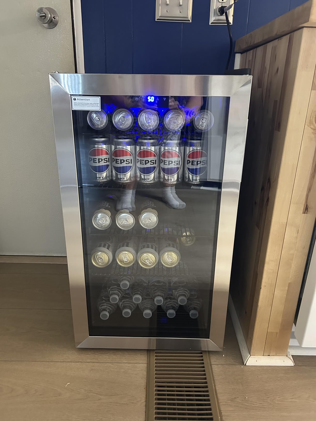 Beverage Refrigerator Cooler - 126 Can Mini Fridge with Glass Door for Soda Beer or Wine, Beverage Cooler for Home, Office, Bar with Adjustable Removable Shelves, Silver - Customer Photo 1