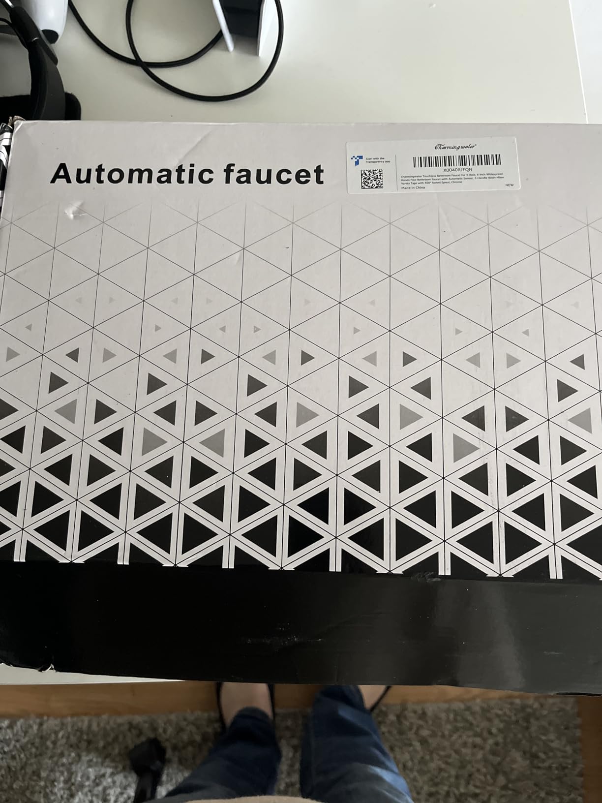 Charmingwater Touchless Bathroom Faucet for 3 Hole, 8 Inch Widespread Hands Free Bathroom Faucet with Automatic Sensor, 2-Handle Basin Mixer Vanity Taps with 360° Swivel Spout, Brushed Nickel - Customer Photo 1