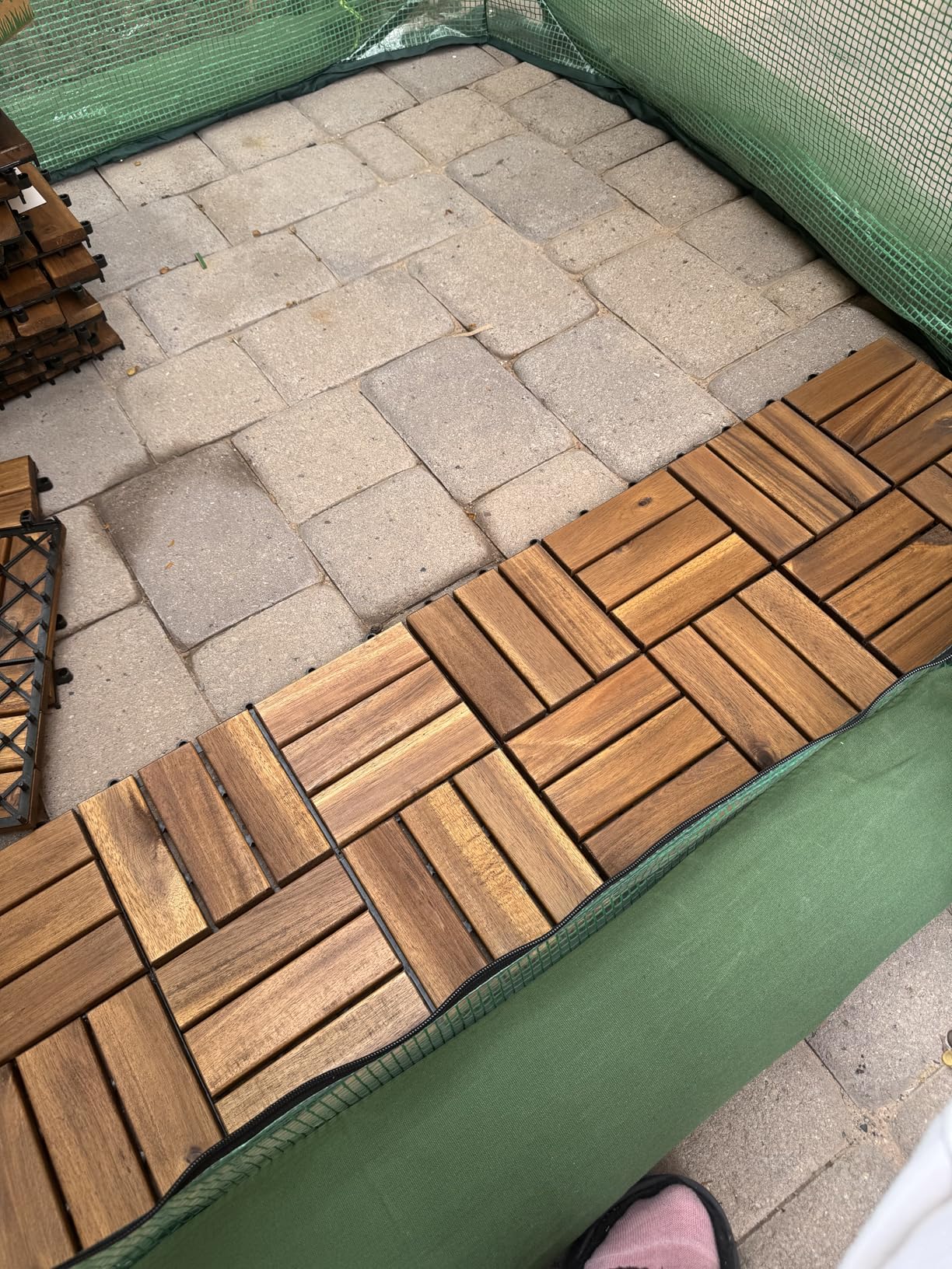 10 Pcs Acacia Wood Interlocking Deck Tiles (12