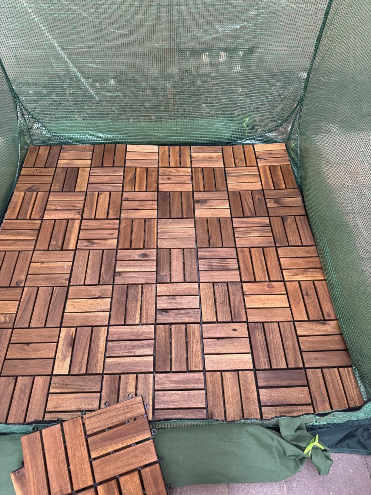 10 Pcs Acacia Wood Interlocking Deck Tiles (12