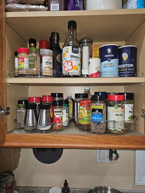LAMU 3 Pack Lazy Susan Organizer Turntable for Cabinet, Pantry Organizers and Storage, Rotating Condiment Organizer for Kitchen, Table Top, Fridge, Countertop, Spice Organization, 9.25'' 10.6'' 12'' - Customer Photo 1