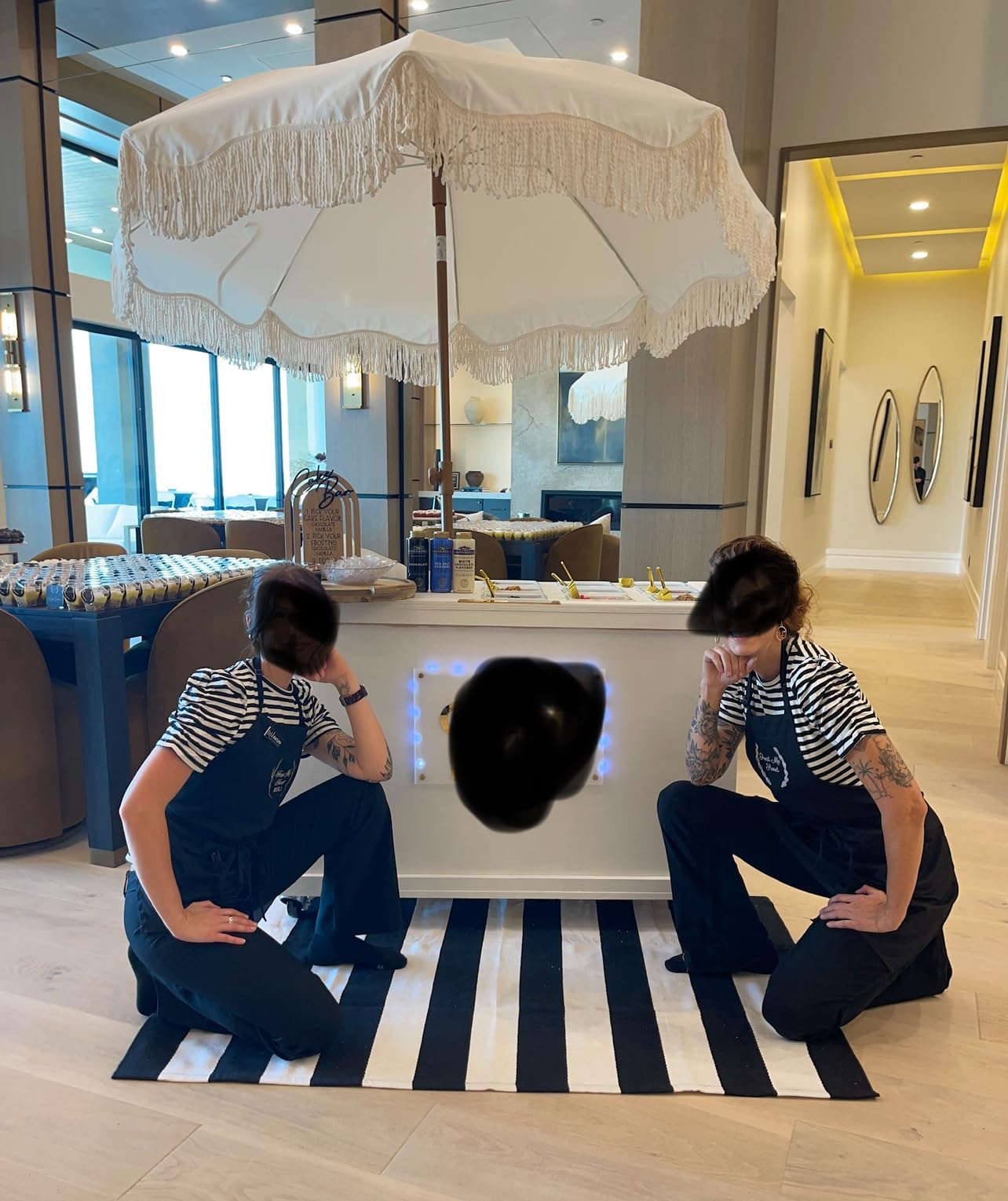 AMMSUN Boho Fringe Umbrella Outdoor Patio, 6.5ft UPF50+ Picnic Umbrella with Tassels with Steel Pole and Push Button Tilt - Customer Photo 1