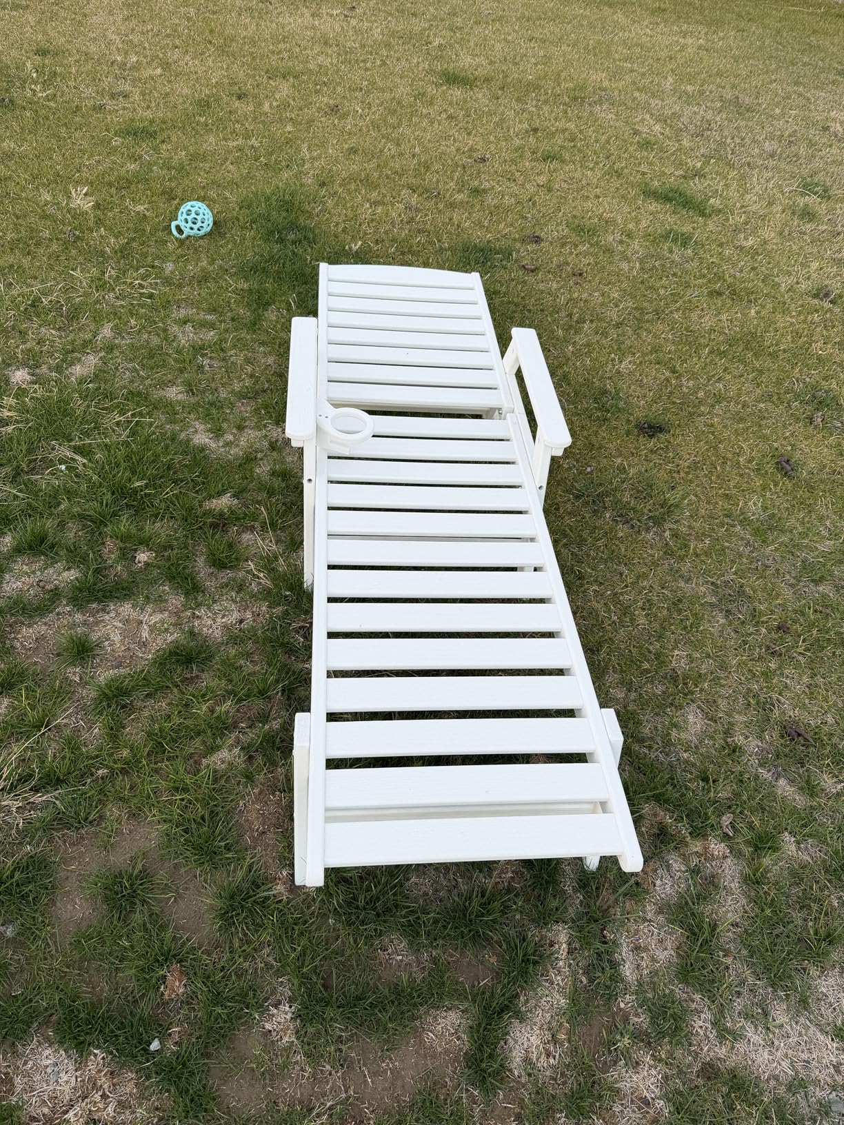 SERWALL Patio Chaise Lounge Chair Set of 2, 78'' Long 5-Positions Adjustable HDPE Outdoor Lounger for Pool, Poly Lounge Chair with Rolling Wheels & Cup Holder for Poolside, Deck, Blue - Customer Photo 1