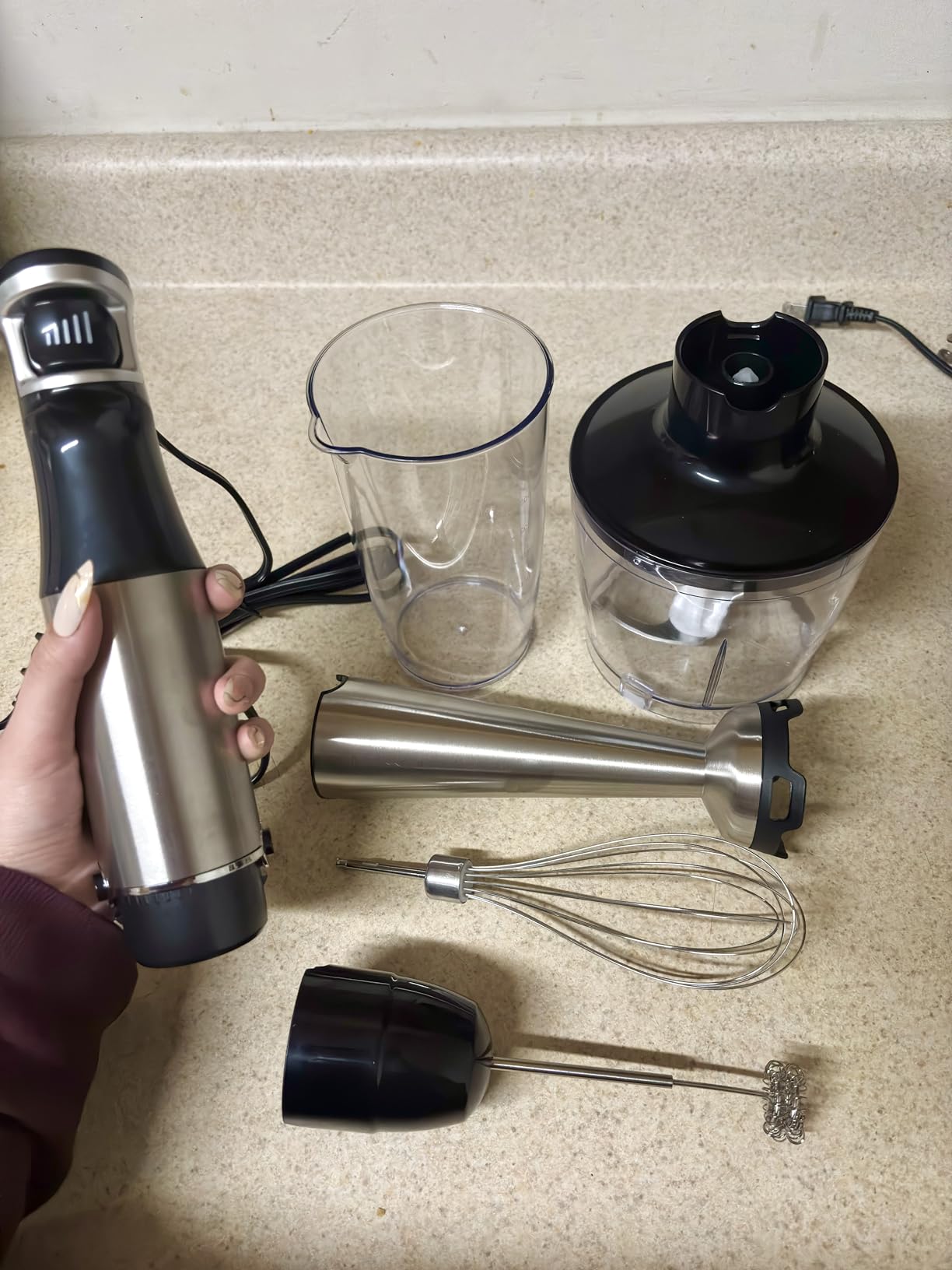 Turelar Immersion Blender Handheld Corded Hand Blenders Set 1100W, Trigger Variable Speed 5 in 1 Stick Emulsifier with Chopper, Whisk and Frother for Soup, Baby Food and Smoothies - Customer Photo 2