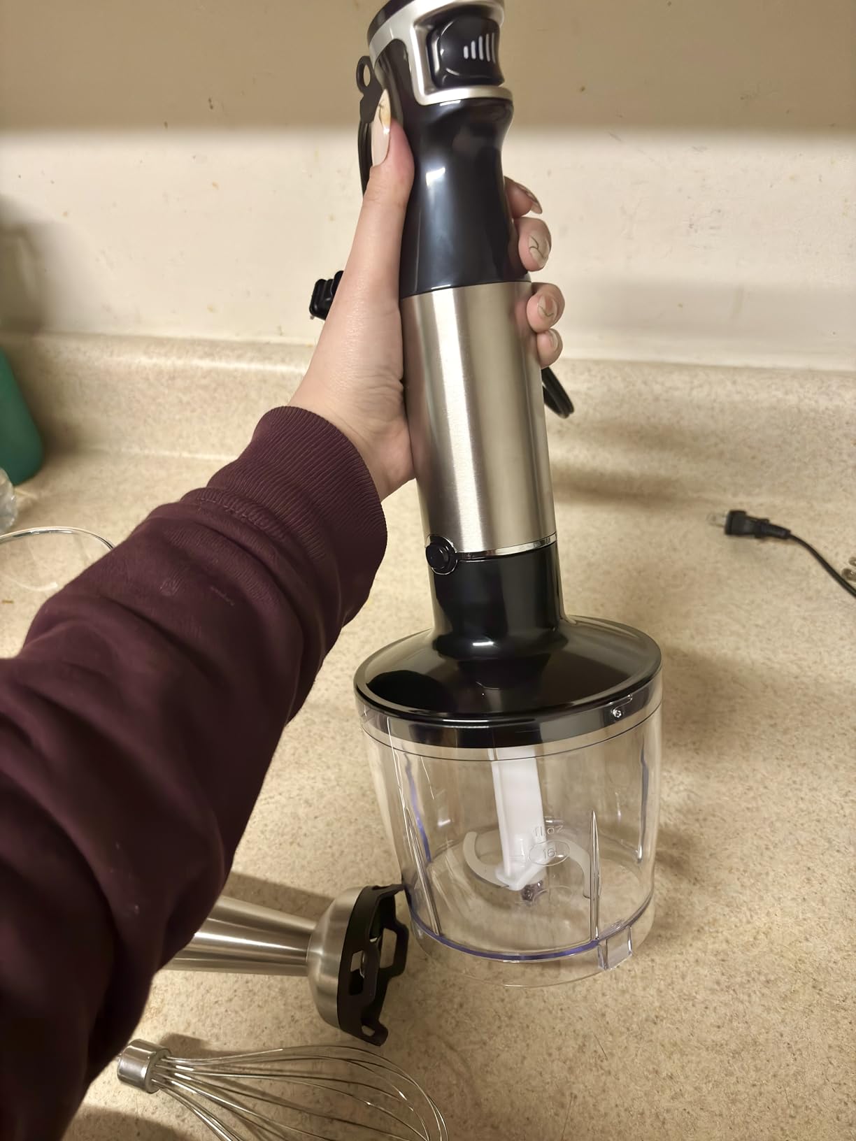 Turelar Immersion Blender Handheld Corded Hand Blenders Set 1100W, Trigger Variable Speed 5 in 1 Stick Emulsifier with Chopper, Whisk and Frother for Soup, Baby Food and Smoothies - Customer Photo 5