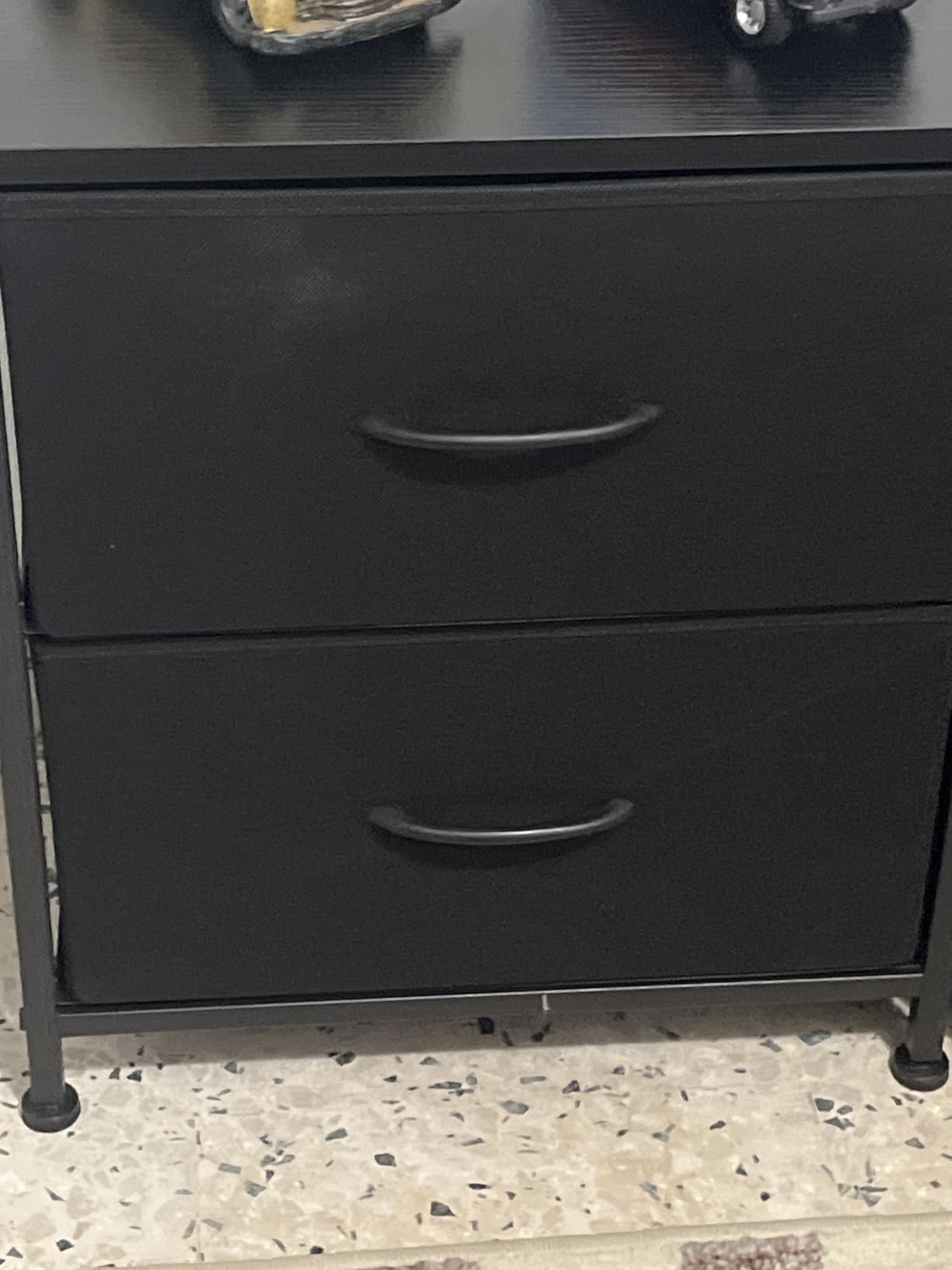 DUMOS Nightstand Set of 2, Small Dresser with 2 Fabric Drawers Side Bedroom End Table Kids Bedside Storage Furniture for 25 inch Tall Night Stand for Closet, Entryway, College Dorm, Classic Black - Customer Photo 1