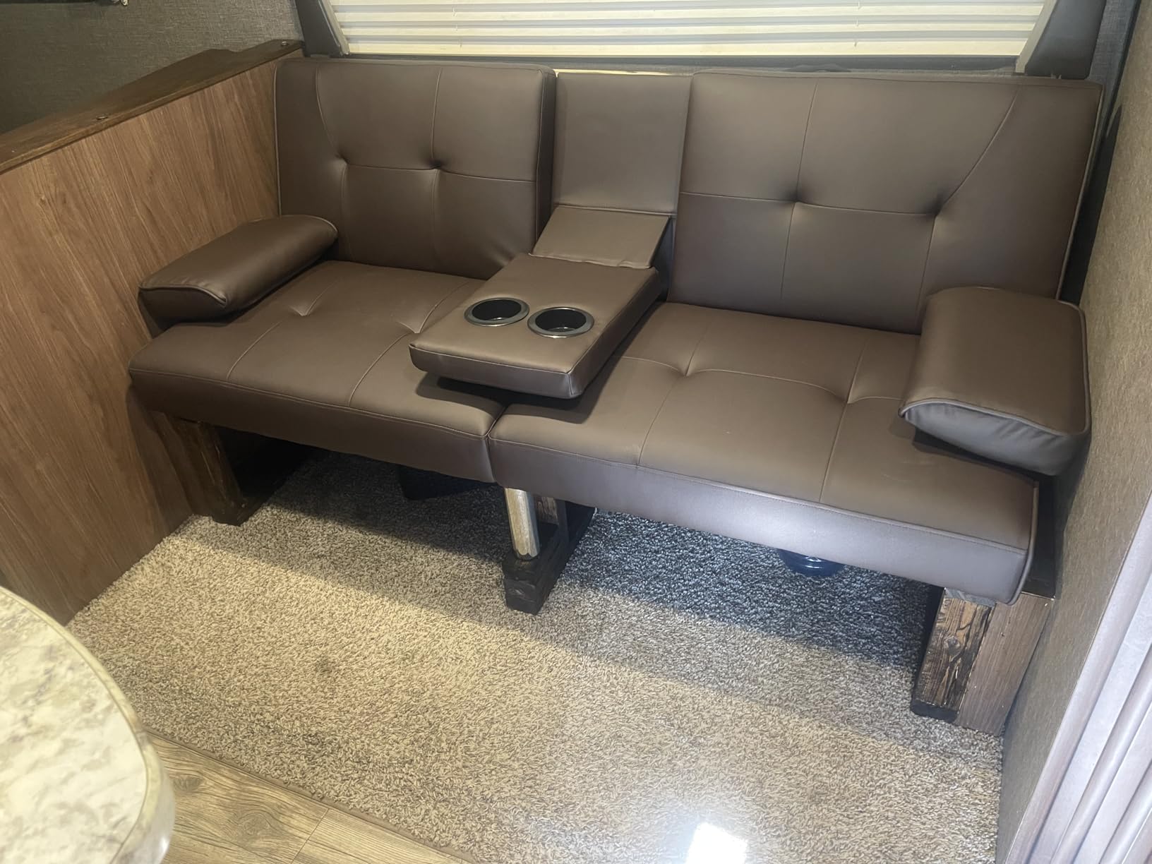 Yaheetech Convertible Sofa Bed Adjustable Fabric Couch Sleeper Modern Recliner Reversible Loveseat Folding Daybed Guest Bed, Removable Armrests, Cup Holders, 3 Angles, 772lb Capacity, Dark Gray - Customer Photo 2