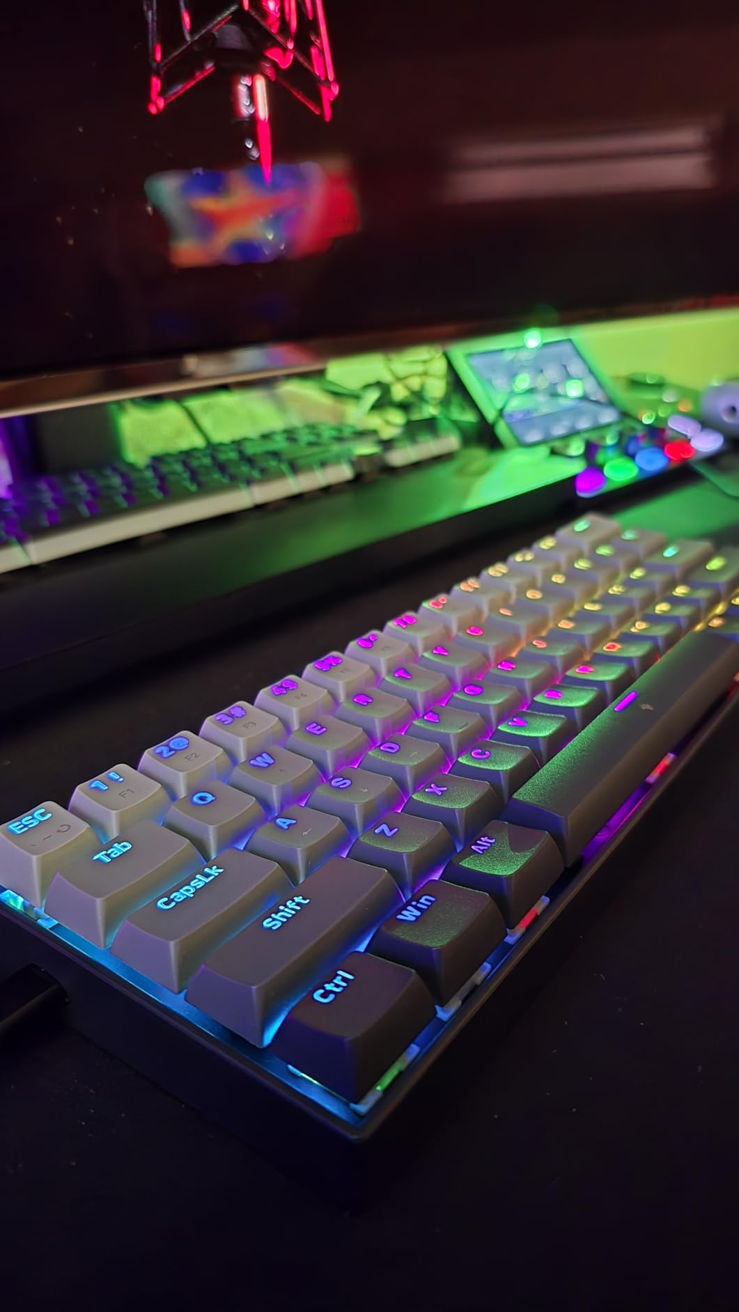 Redragon K617 GB Rapid Trigger HE Gaming Keyboard, 60% 61 Keys Wired Mechanical Keyboard w/Hyper-Fast Actuation, Dedicated Hall Effect Magnetic Switch, Actuation Point Adjustable, 8K Hz Polling Rate - Customer Photo 2