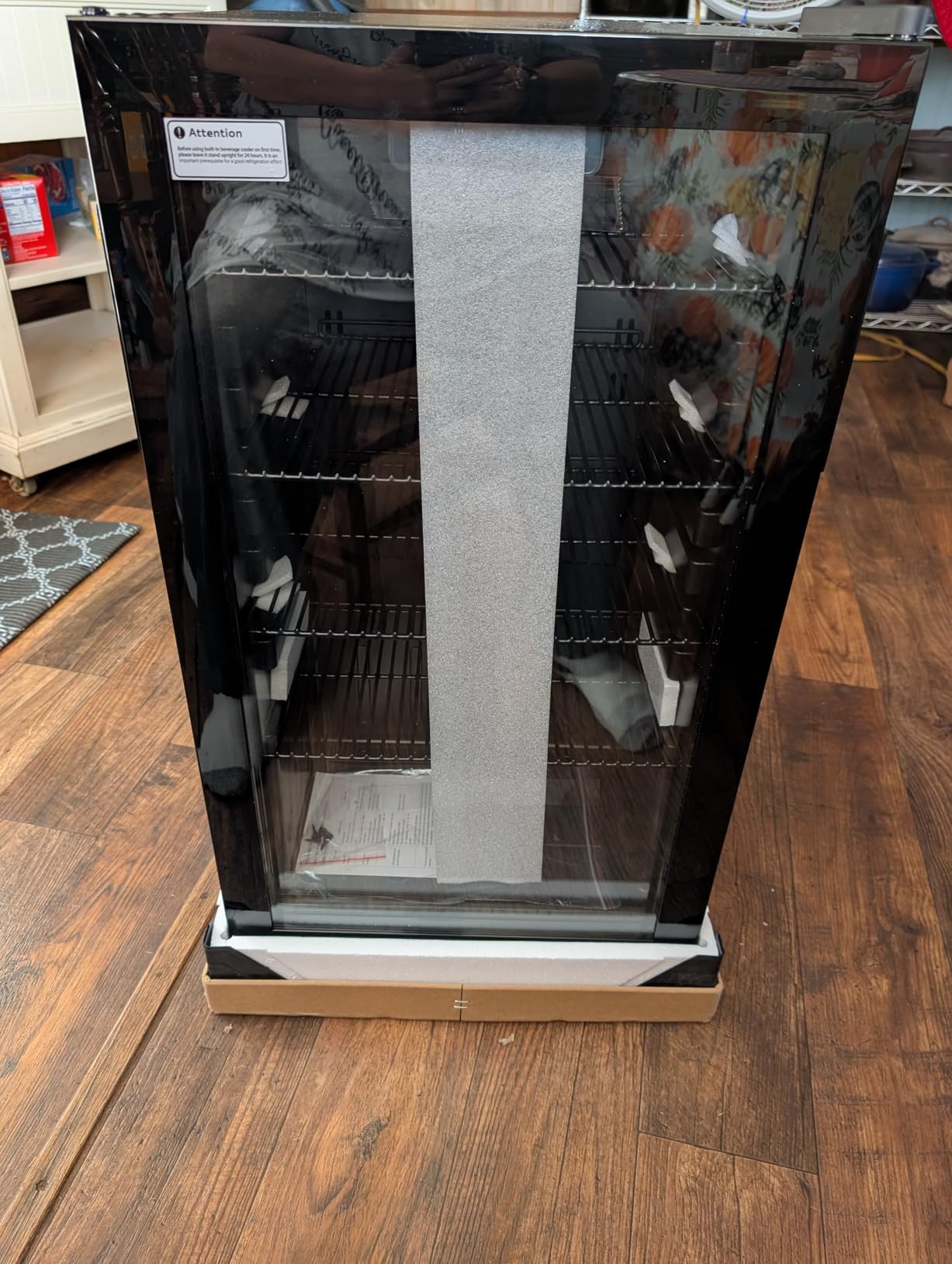 Beverage Refrigerator Cooler - 126 Can Mini Fridge Glass Door for Drinks Soda Beer Wine - Small Refrigerator for Office Bedroom Home Bar, 4 Adjustable Shelves, 3.2 Cu.Ft, Silver - Customer Photo 2