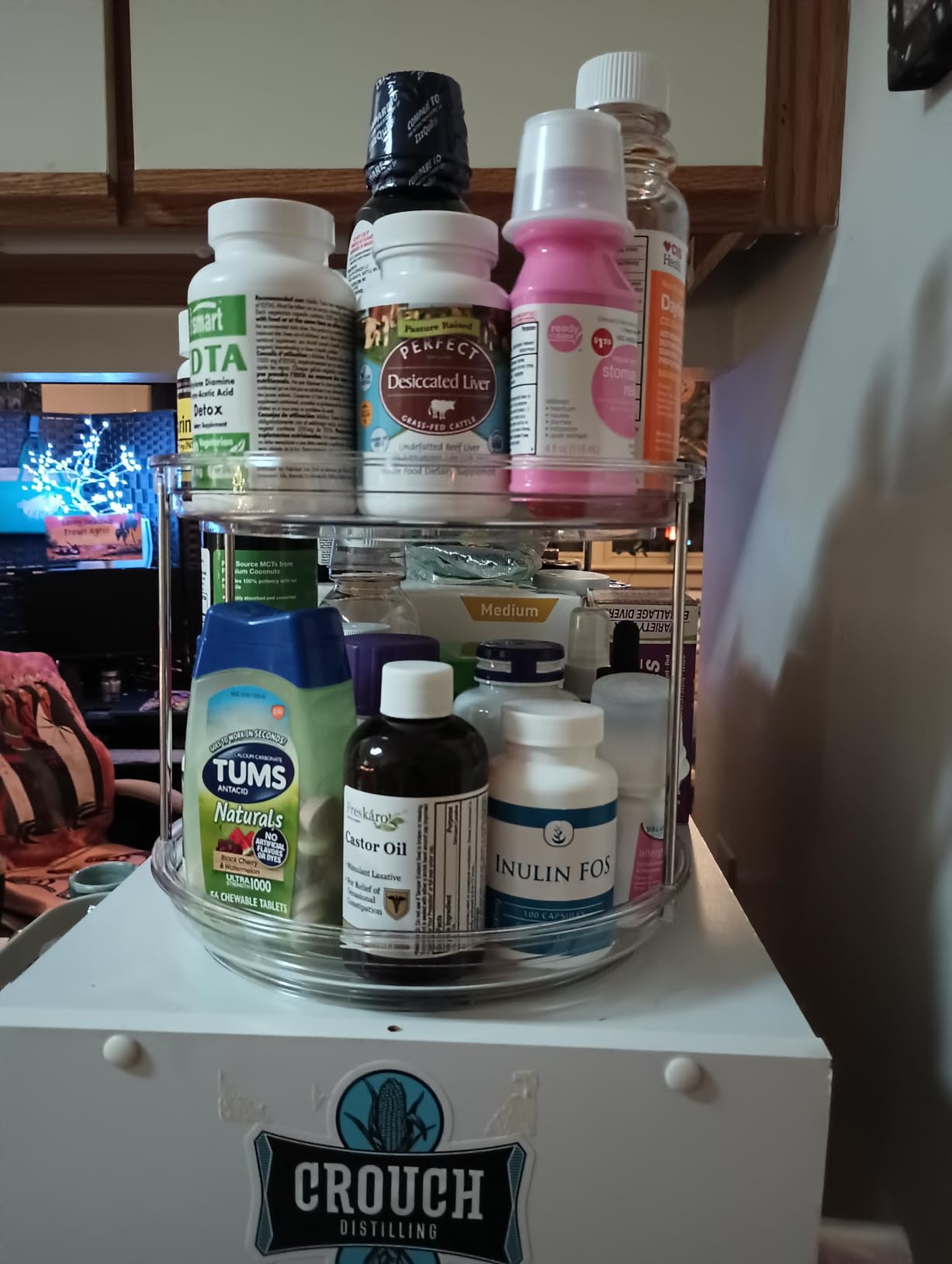 LAMU 2 Tier Lazy Susan Turntable Organizer 9.25'' Rotating Spice Rack Organization for Cabinet, Kitchen, Pantry, Countertop, Bathroom, Vanity, Medicine Cabinet Organizer, Clear - Customer Photo 2