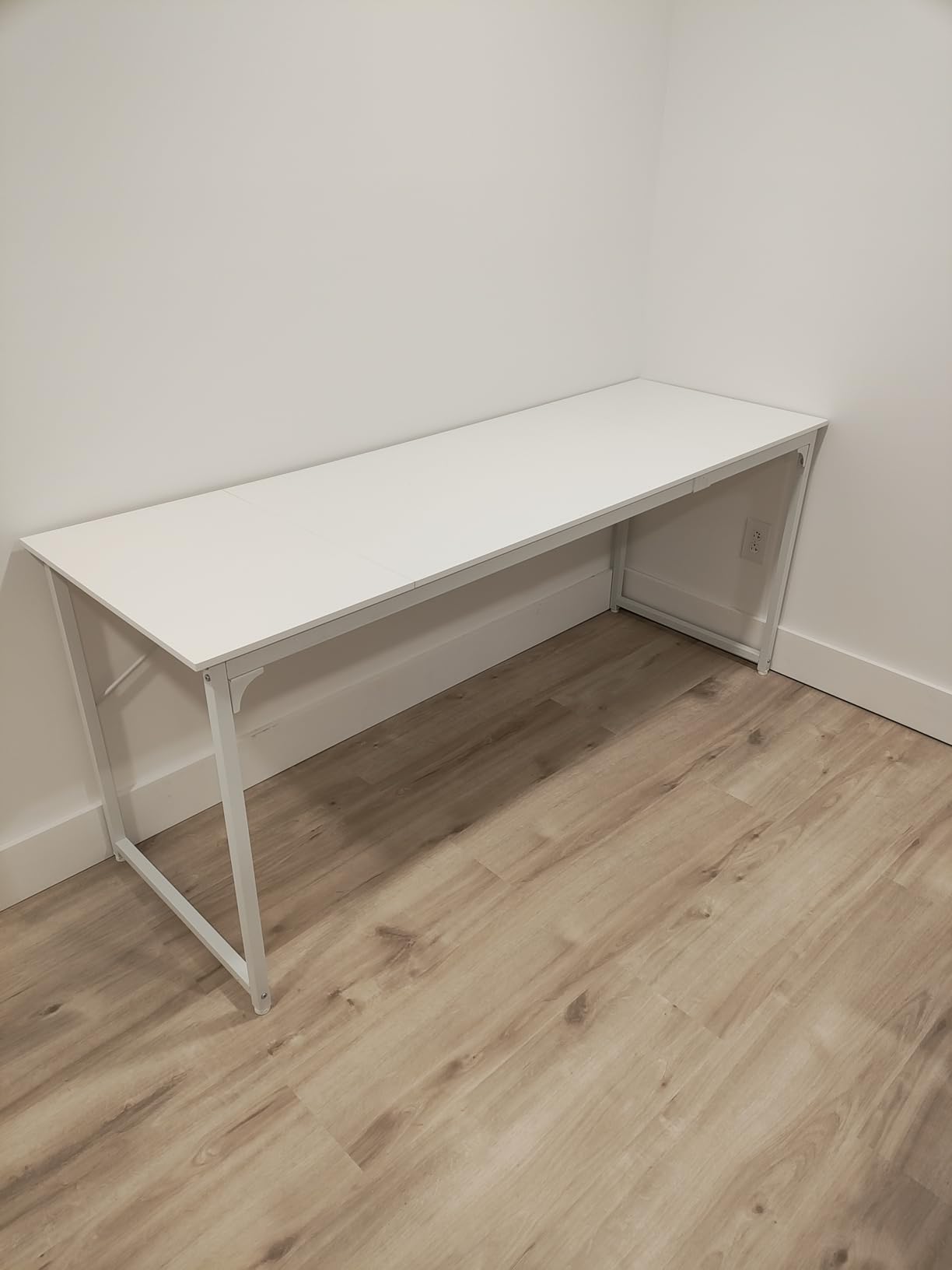 Huuger Computer Desk, 55 Inch Home Office Desk, Gaming Writing Work from Home Study Desk, Large Legroom, Sturdy Metal Frame, Modern Simple, Rustic Brown - Customer Photo 1