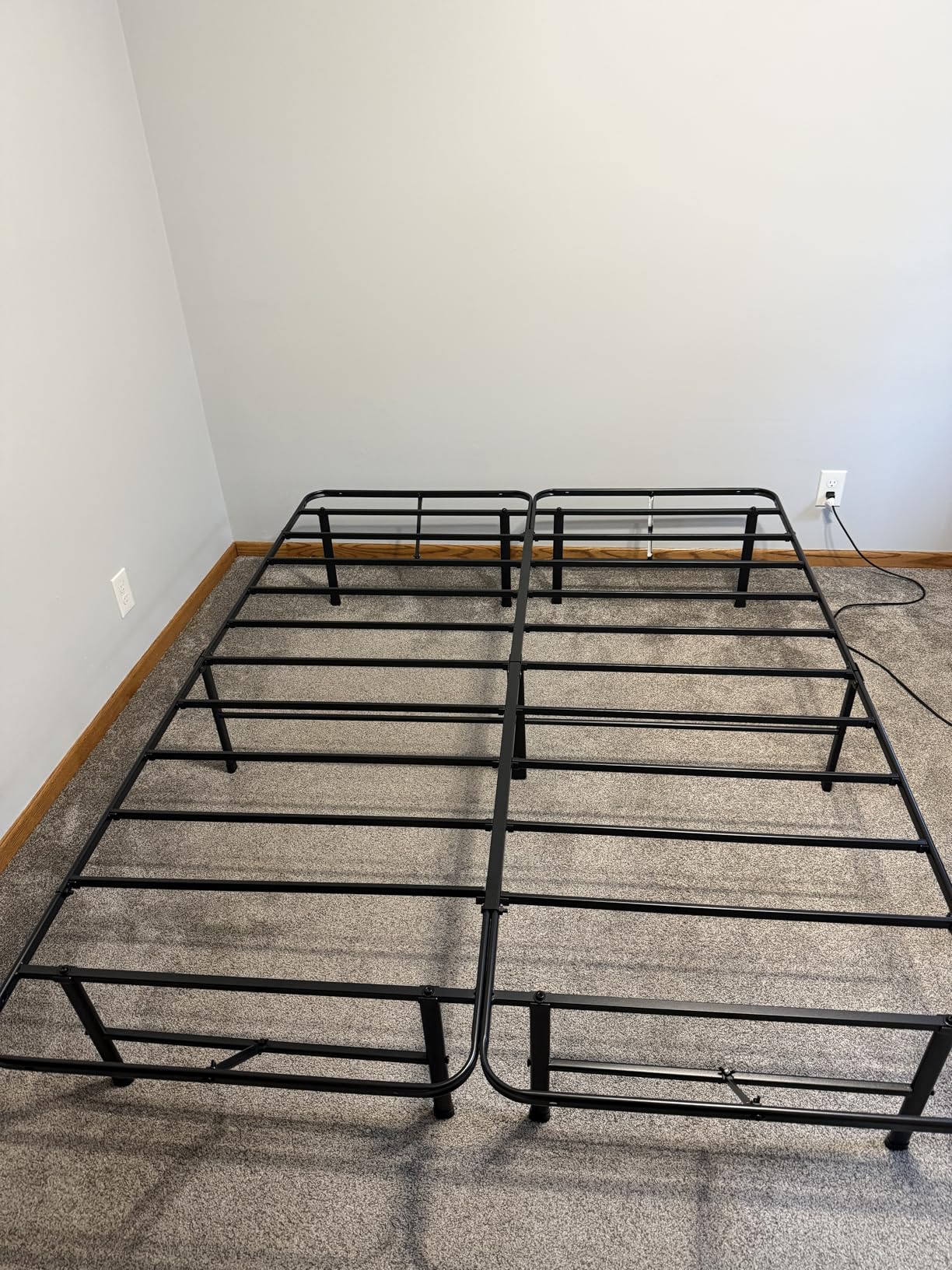 Zinus Rumi 14in Queen Metal Bed Frame, Quick Assembly SmartBase® Mattress Foundation, Heavy Duty Sturdy Steel with No Box Spring Needed, Eco-Friendly Packaging, Black Customer Review Zinus Rumi 14in Queen Metal Bed Frame, Quick Assembly SmartBase® Mattress Foundation, Heavy Duty Sturdy Steel with No Box Spring Needed, Eco-Friendly Packaging, Black - Customer Photo 1