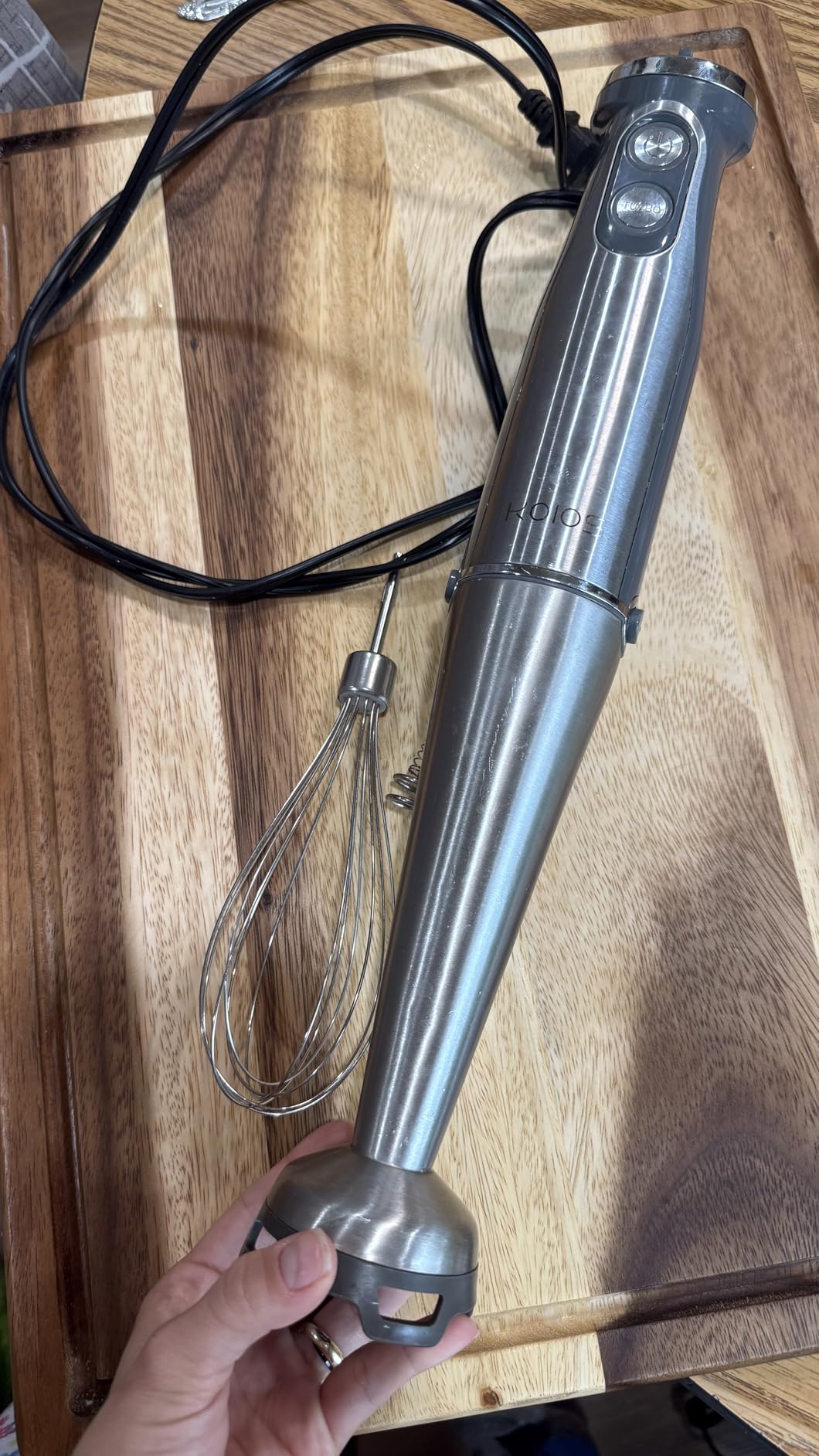 KOIOS Immersion Blender, 1000W Anti-scratch 3-in-1 Hand Blender, Upgraded 12 Speed Stainless Steel Blade Stick Blenders with Turbo Mode, Whisk and Milk Frother, Non-BPA - Customer Photo 3