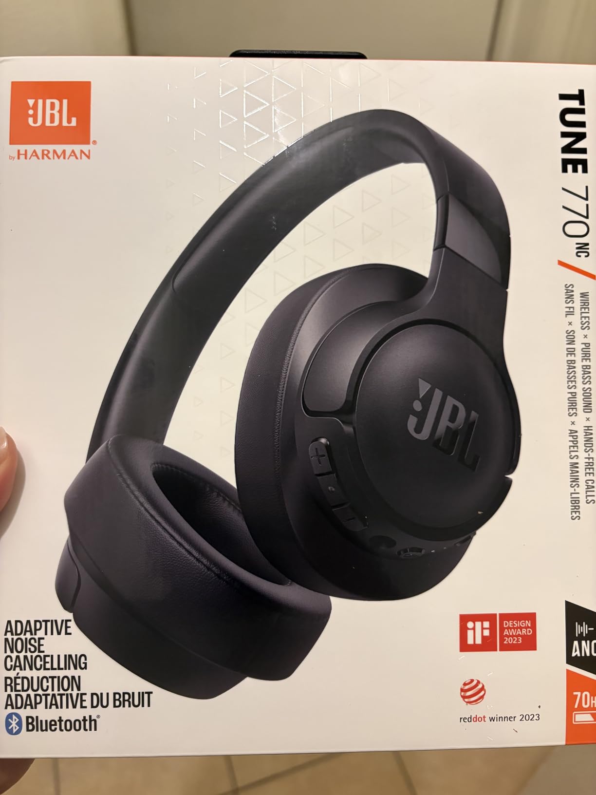 JBL Tune 770NC - Adaptive Noise Cancelling with Smart Ambient Wireless Over-Ear Headphones, Bluetooth 5.3, Up to 70H Battery Life with Speed Charge, Lightweight, Comfortable & Foldable Design (Black) - Customer Photo 1