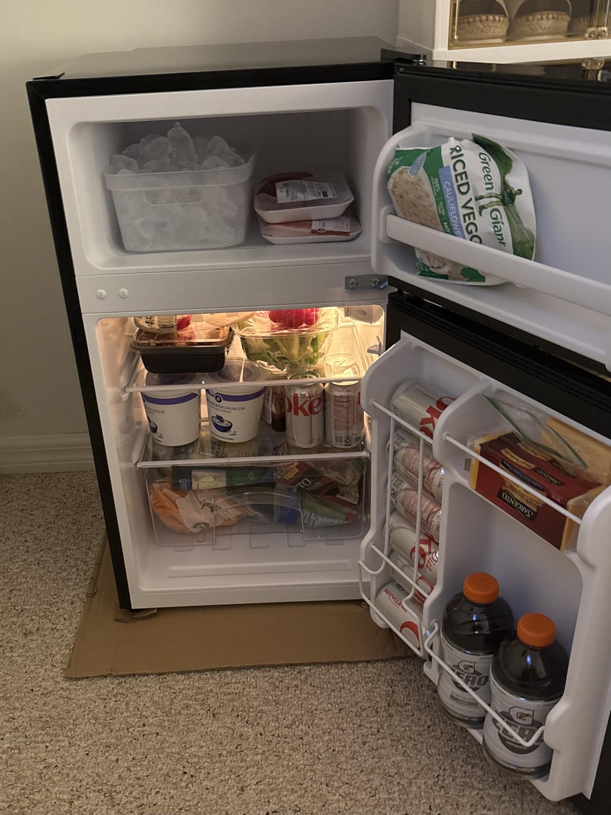 Upstreman 3.1 Cu.Ft Mini Fridge with Freezer, Double Door Small Fridge, Dorm Essentials, Adjustable Thermostat, Energy Saving, Mini Refrigerator for Office, Dorm,Bedroom, Stainless - Customer Photo 2